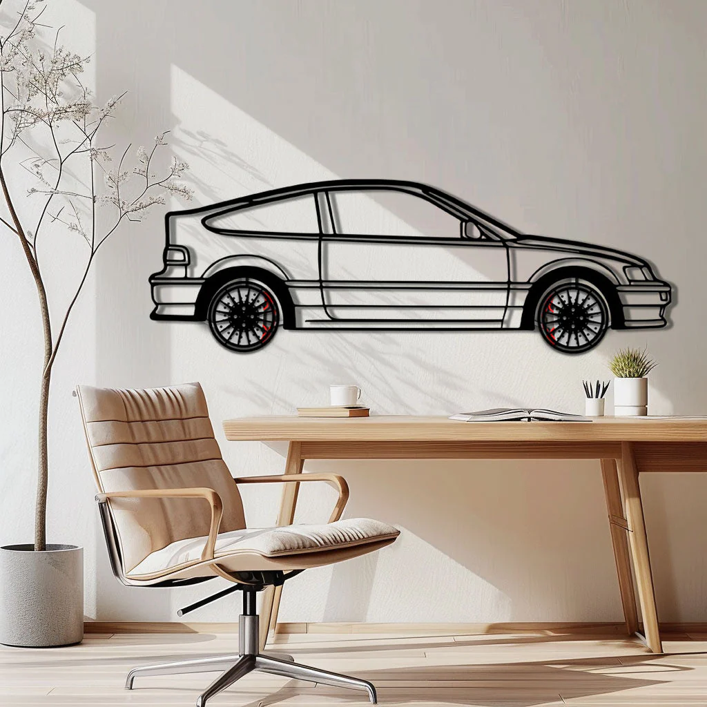 1990 Honda CRX Metal Car Wall Art with Rotating Wheels - JDM Classic Silhouette - Interactive Automotive Wall Decor - KAFMEKA144 - Image 2