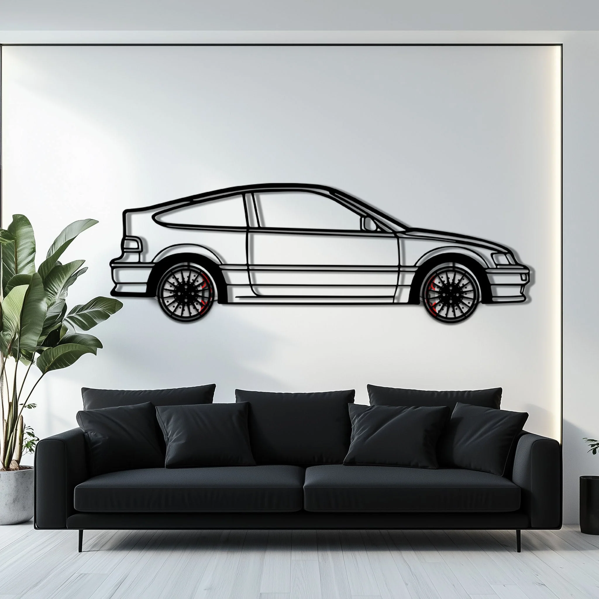 1990 Honda CRX Metal Car Wall Art with Rotating Wheels - JDM Classic Silhouette - Interactive Automotive Wall Decor - KAFMEKA144 - Image 7