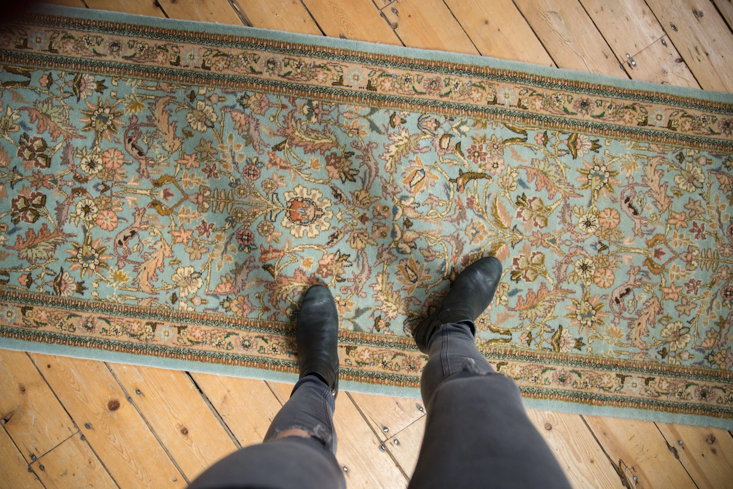 2.5x12.5 Vintage Tabriz Rug Runner - Image 2