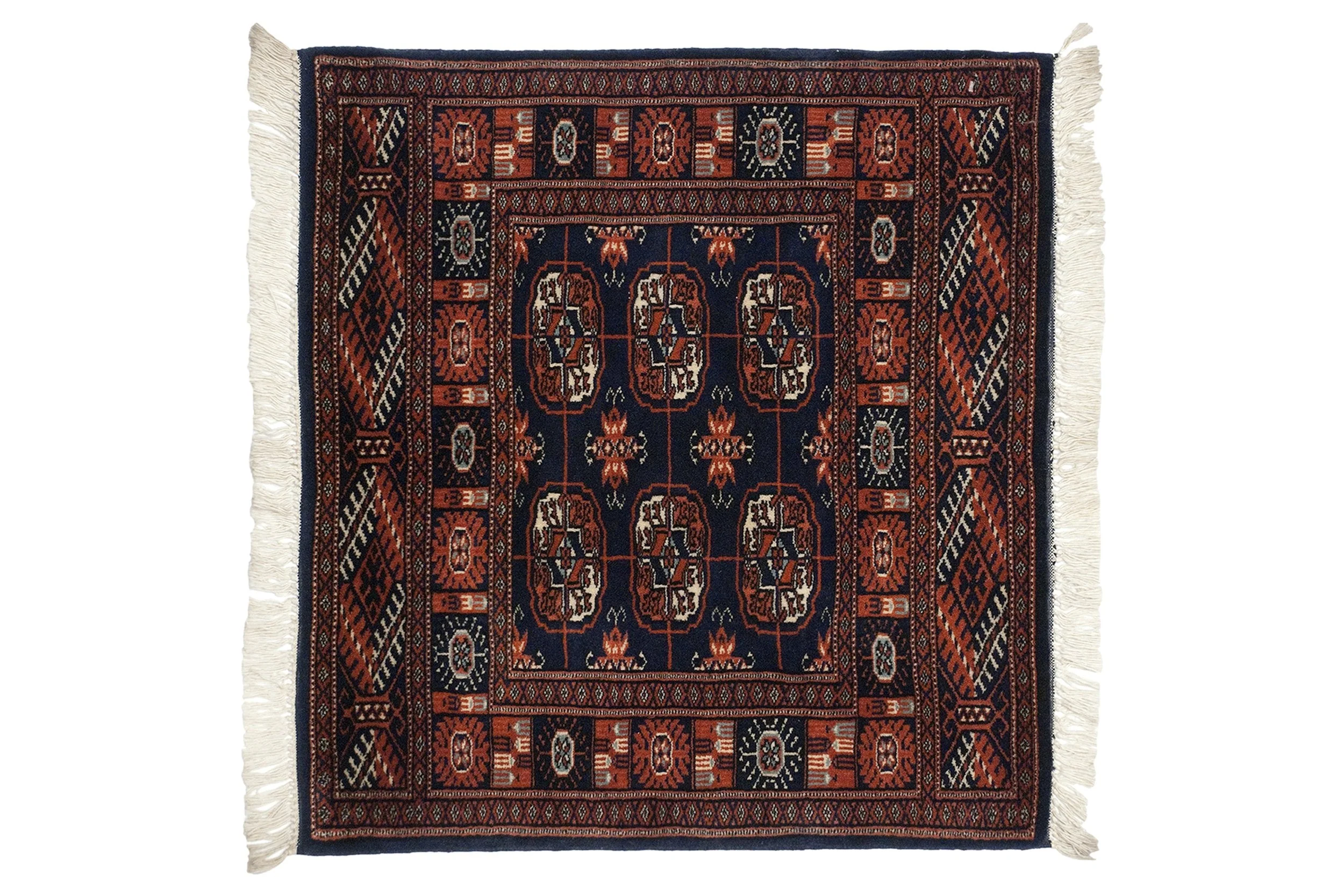 2.5x2.5 Vintage Fine Bokhara Square Rug Mat - Image 2
