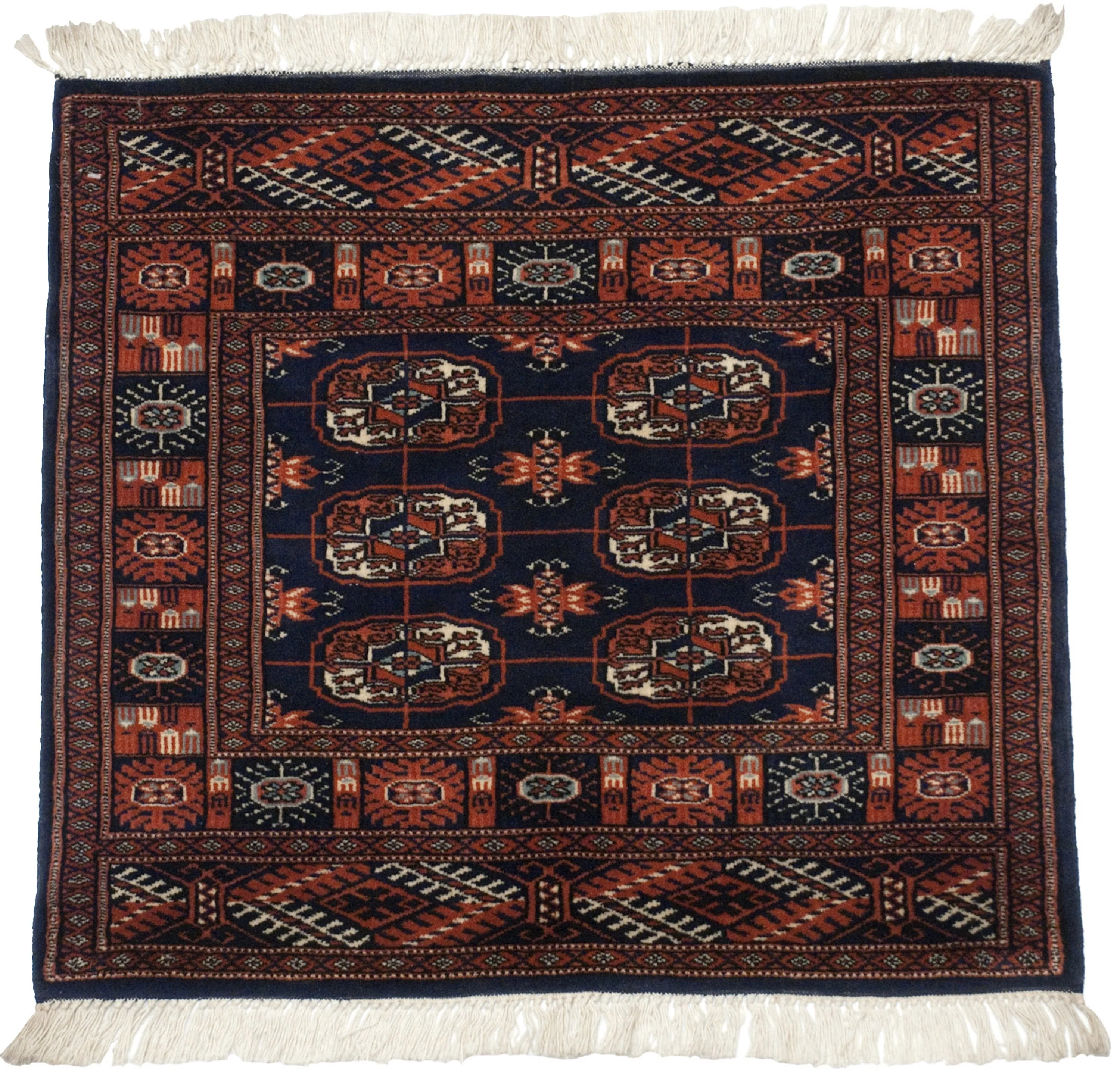 2.5x2.5 Vintage Fine Bokhara Square Rug Mat - Image 3