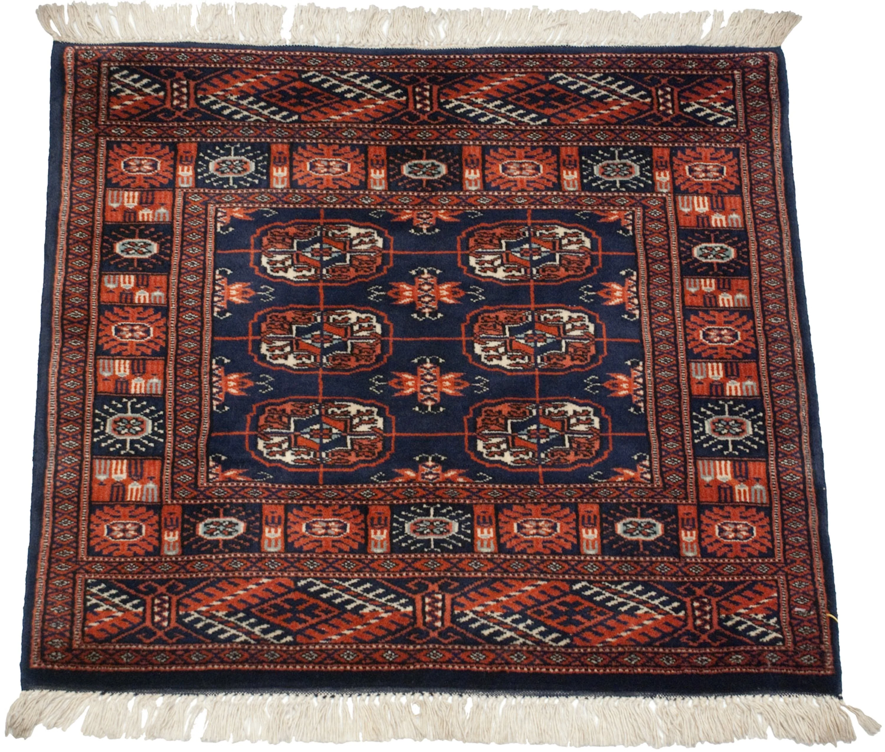 2.5x2.5 Vintage Fine Bokhara Square Rug Mat - Image 5