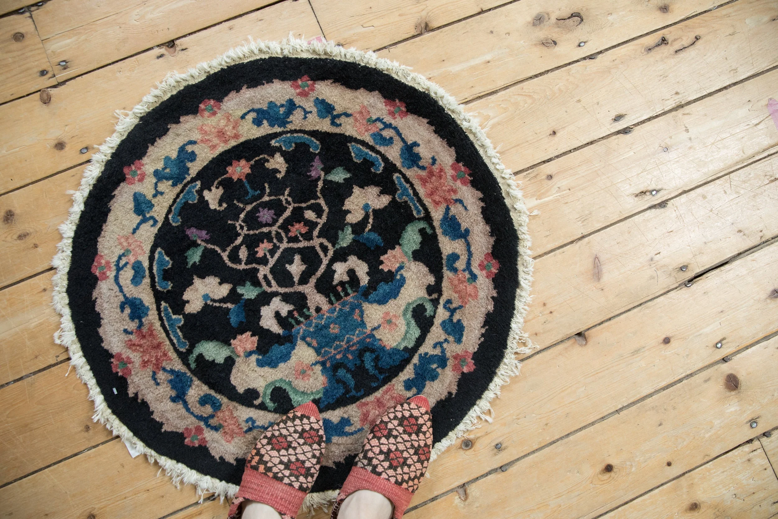2.5x2.5 Vintage Nichols Art Deco Round Rug Mat - Image 2