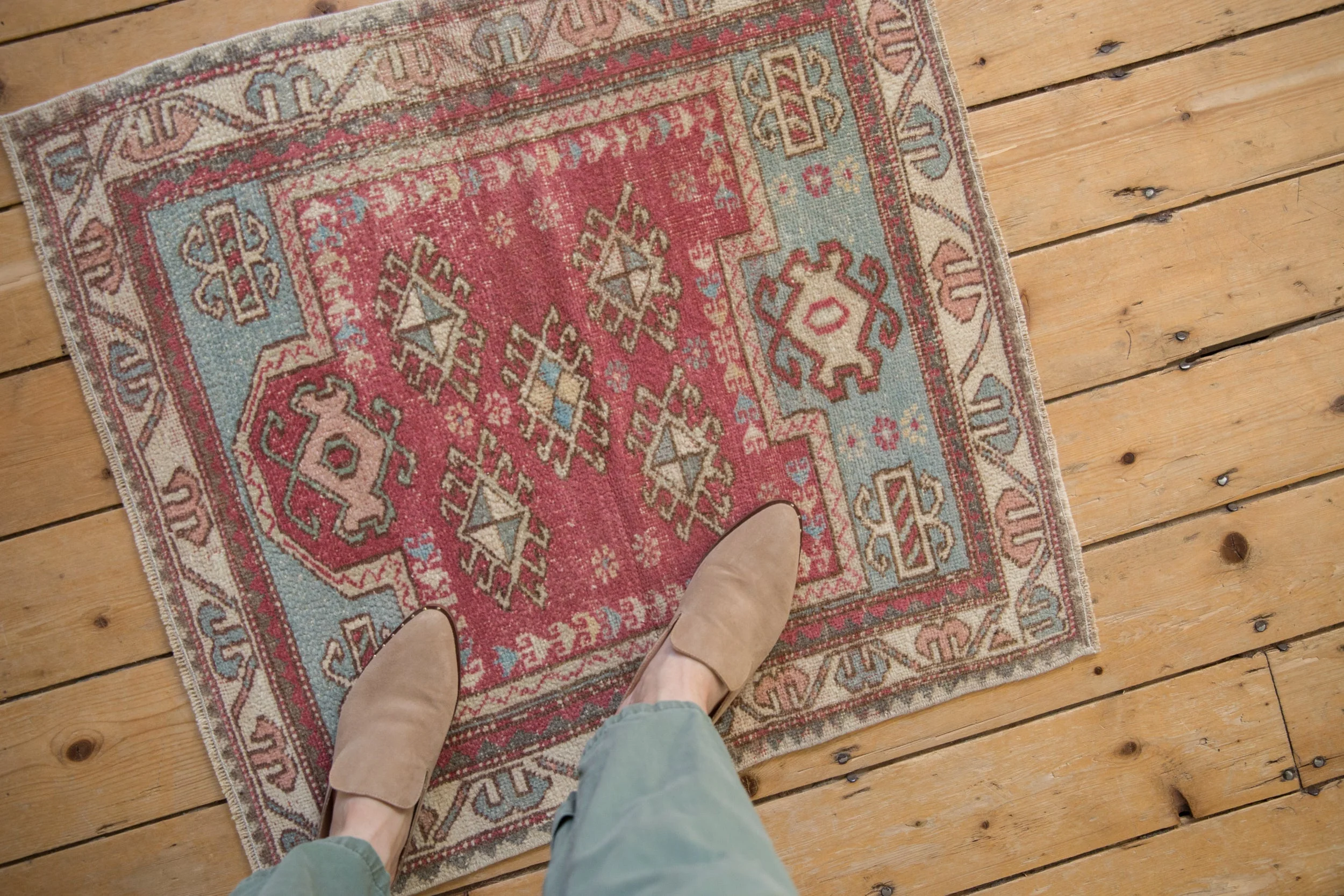 2.5x3 Vintage Distressed Oushak Square Rug - Image 2