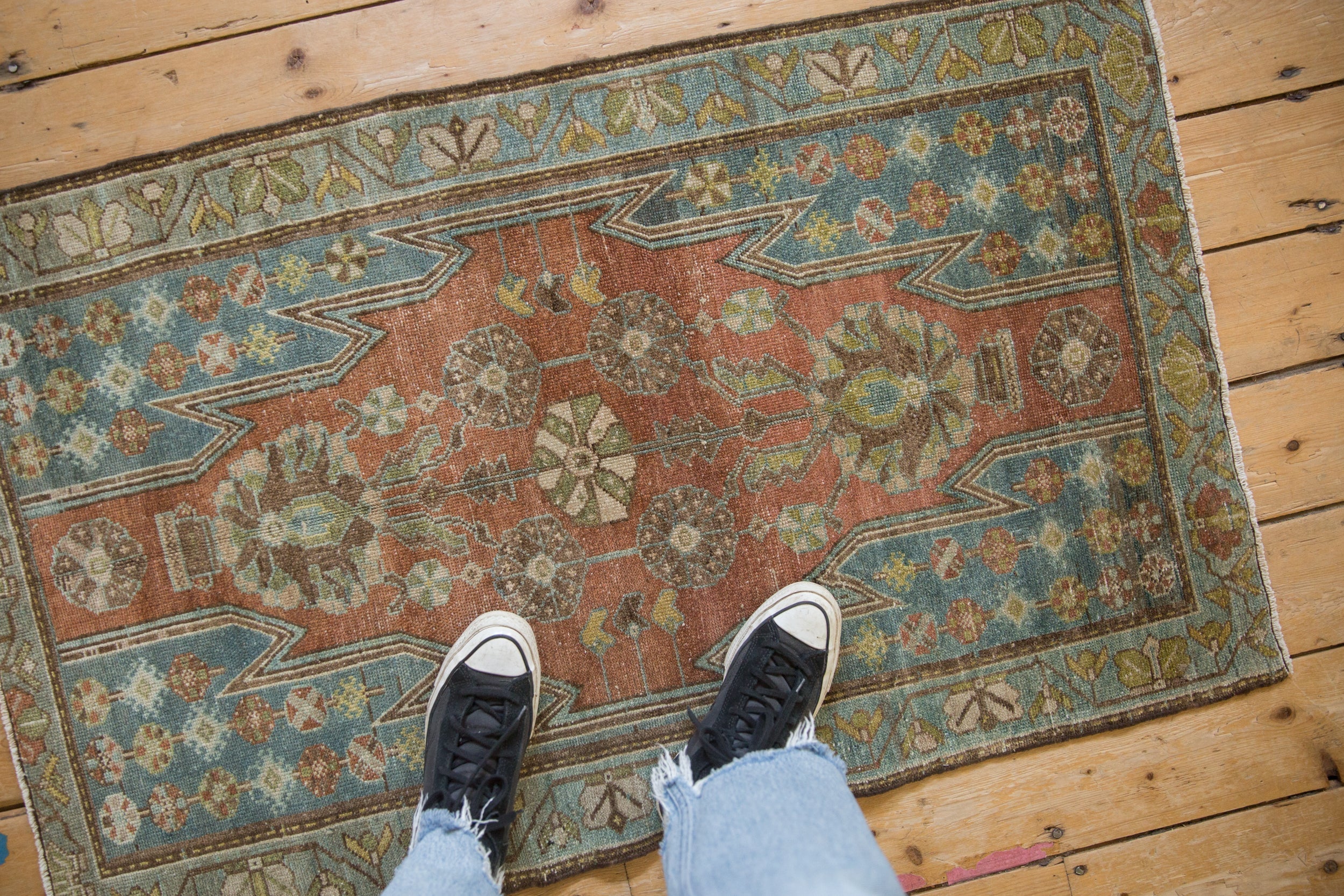 2.5x4 Vintage Distressed Mazlaghan Rug - Image 2
