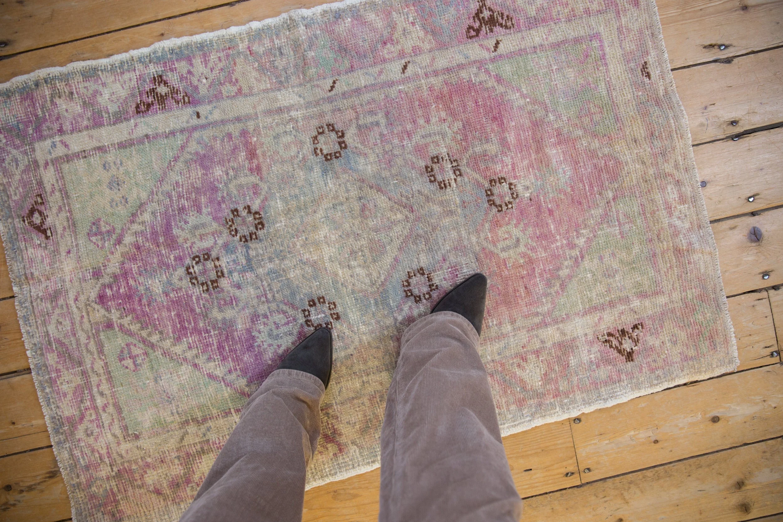 2.5x4 Vintage Distressed Oushak Rug - Image 2