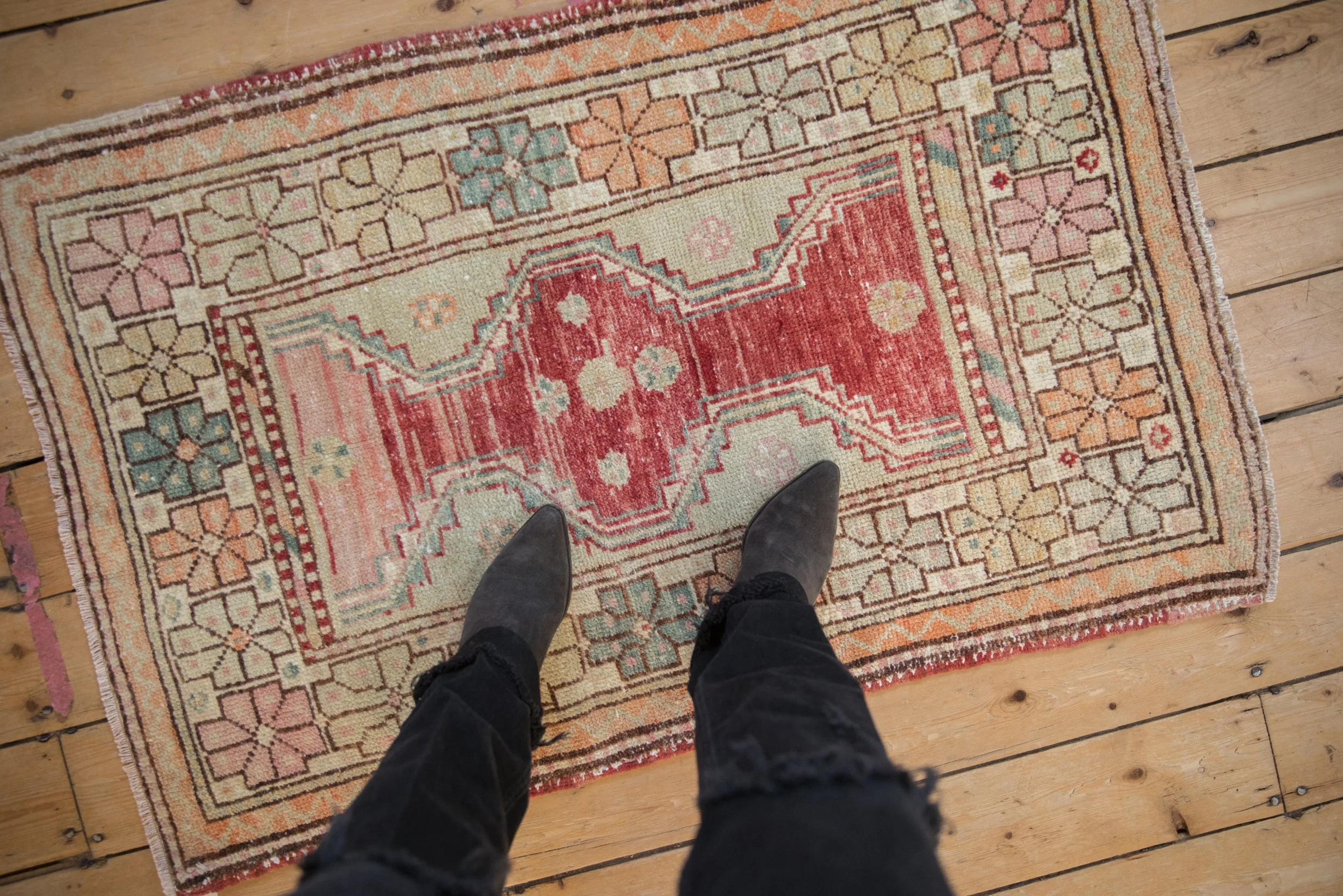 2.5x4 Vintage Distressed Oushak Rug - Image 2