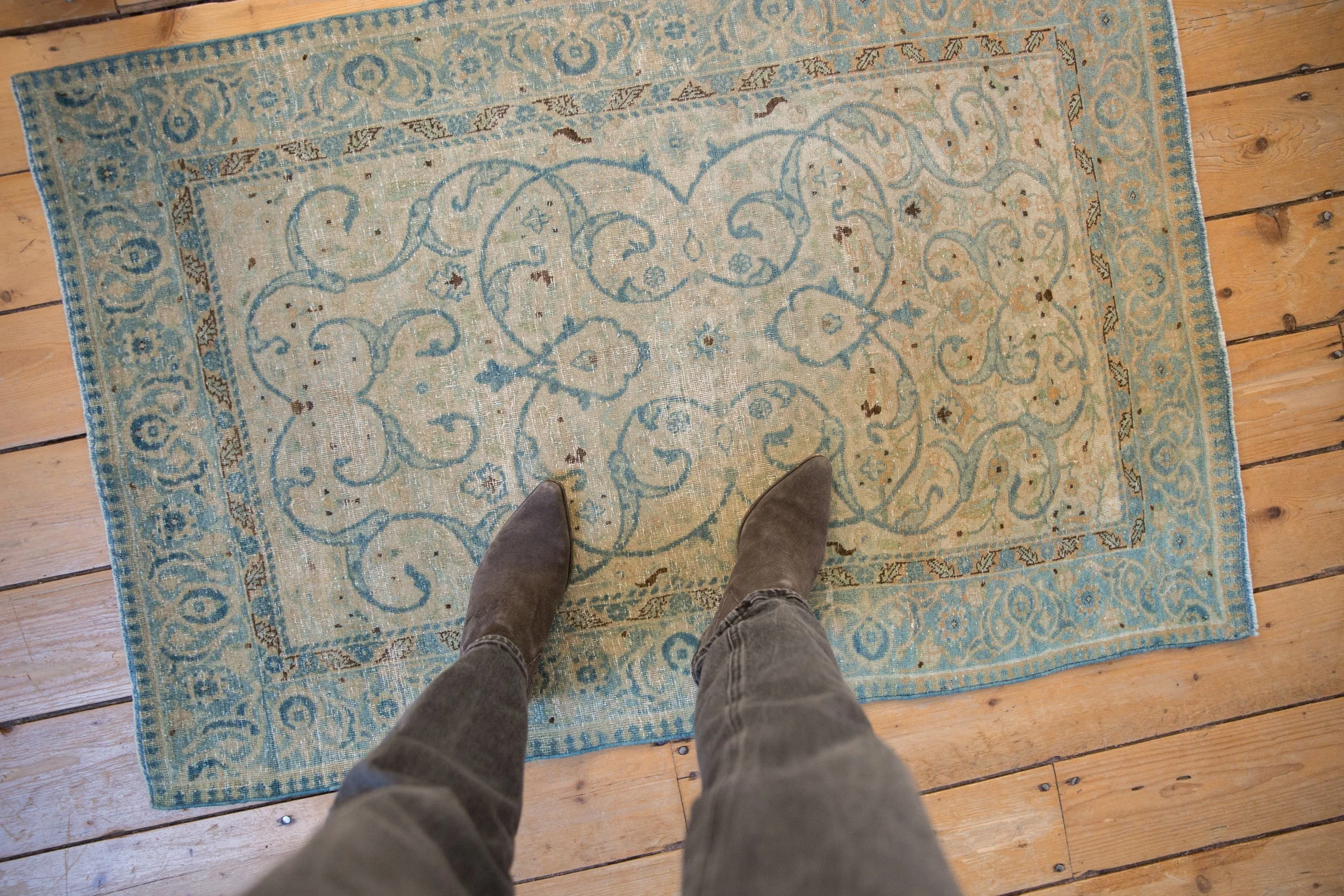 2.5x4 Vintage Distressed Tabriz Rug - Image 2
