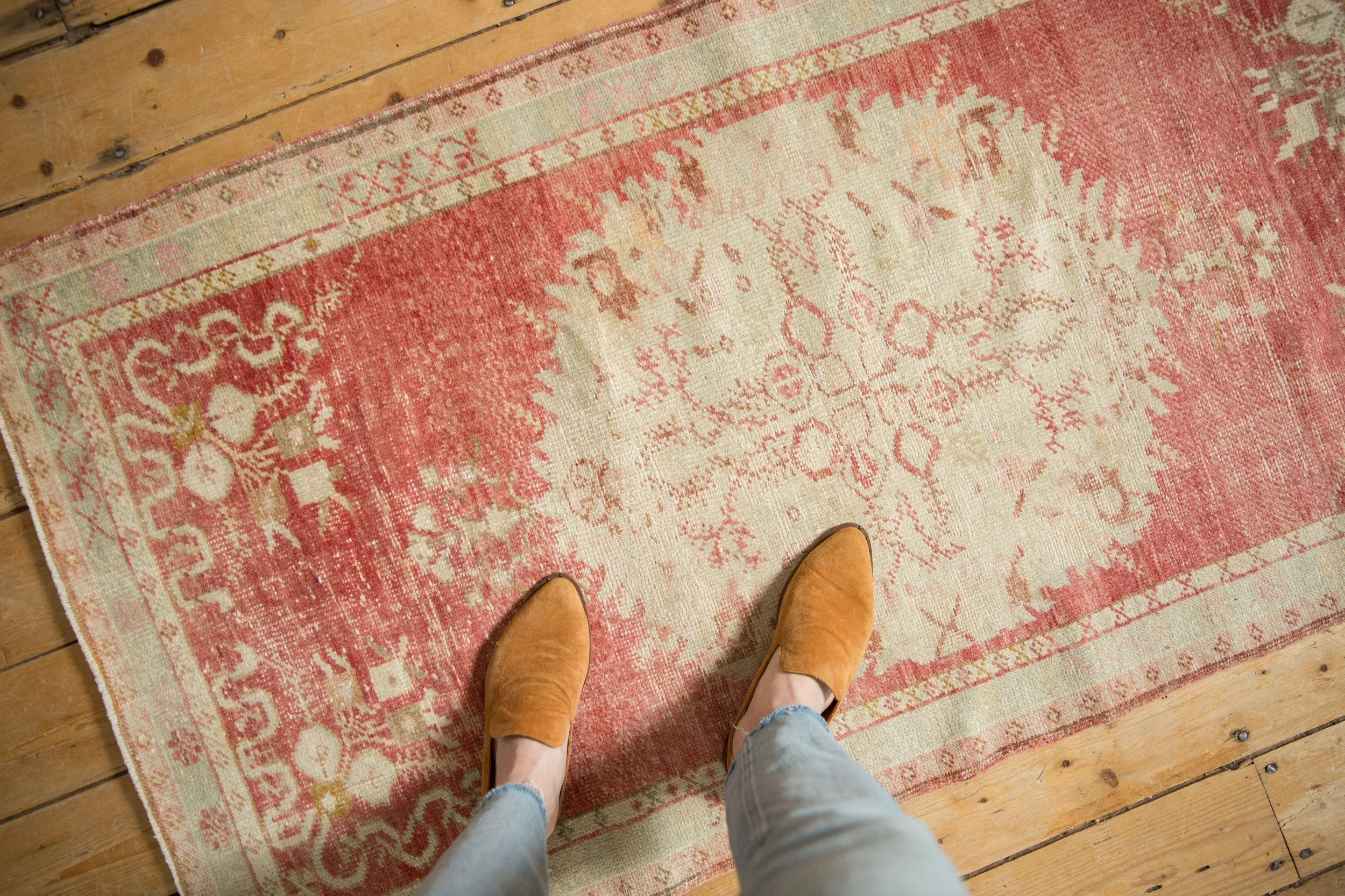 2.5x5.5 Vintage Distressed Oushak Rug Runner - Image 2
