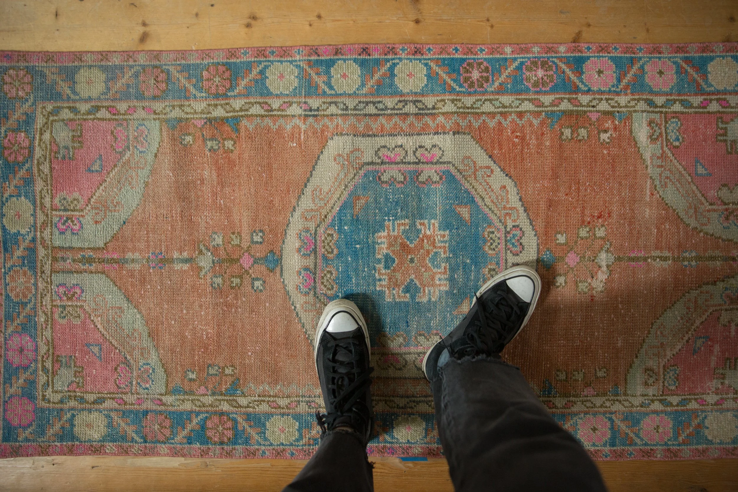 2.5x5 Vintage Distressed Oushak Rug Runner - Image 2