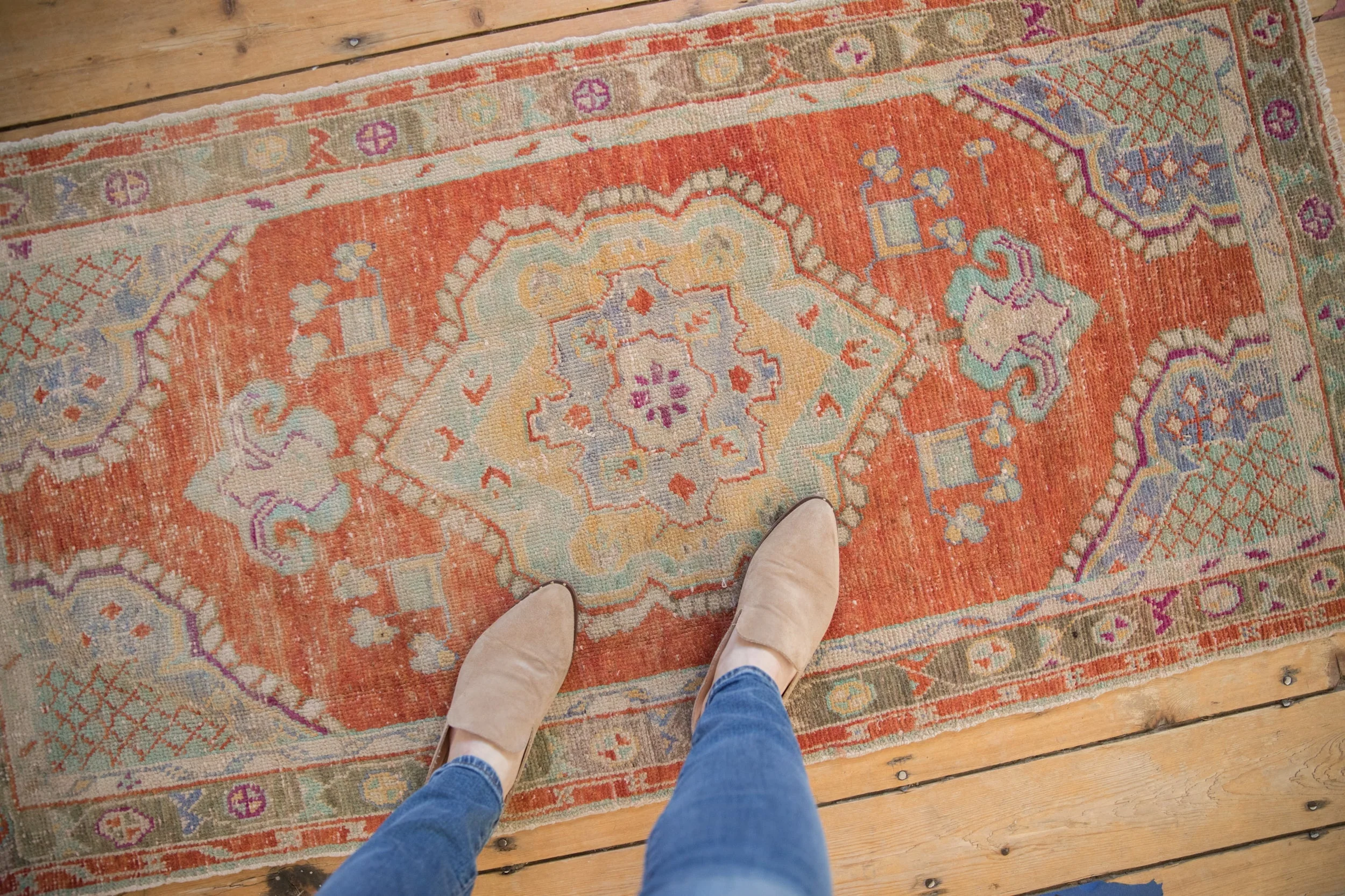 2.5x5 Vintage Distressed Oushak Rug Runner - Image 2