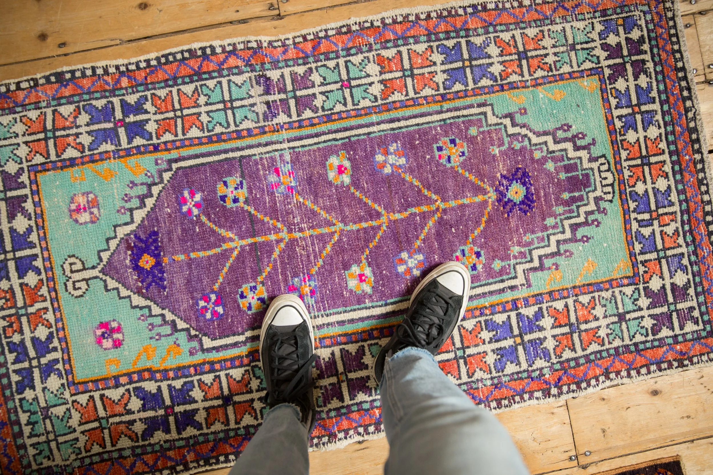 2.5x5 Vintage Distressed Oushak Rug Runner - Image 2