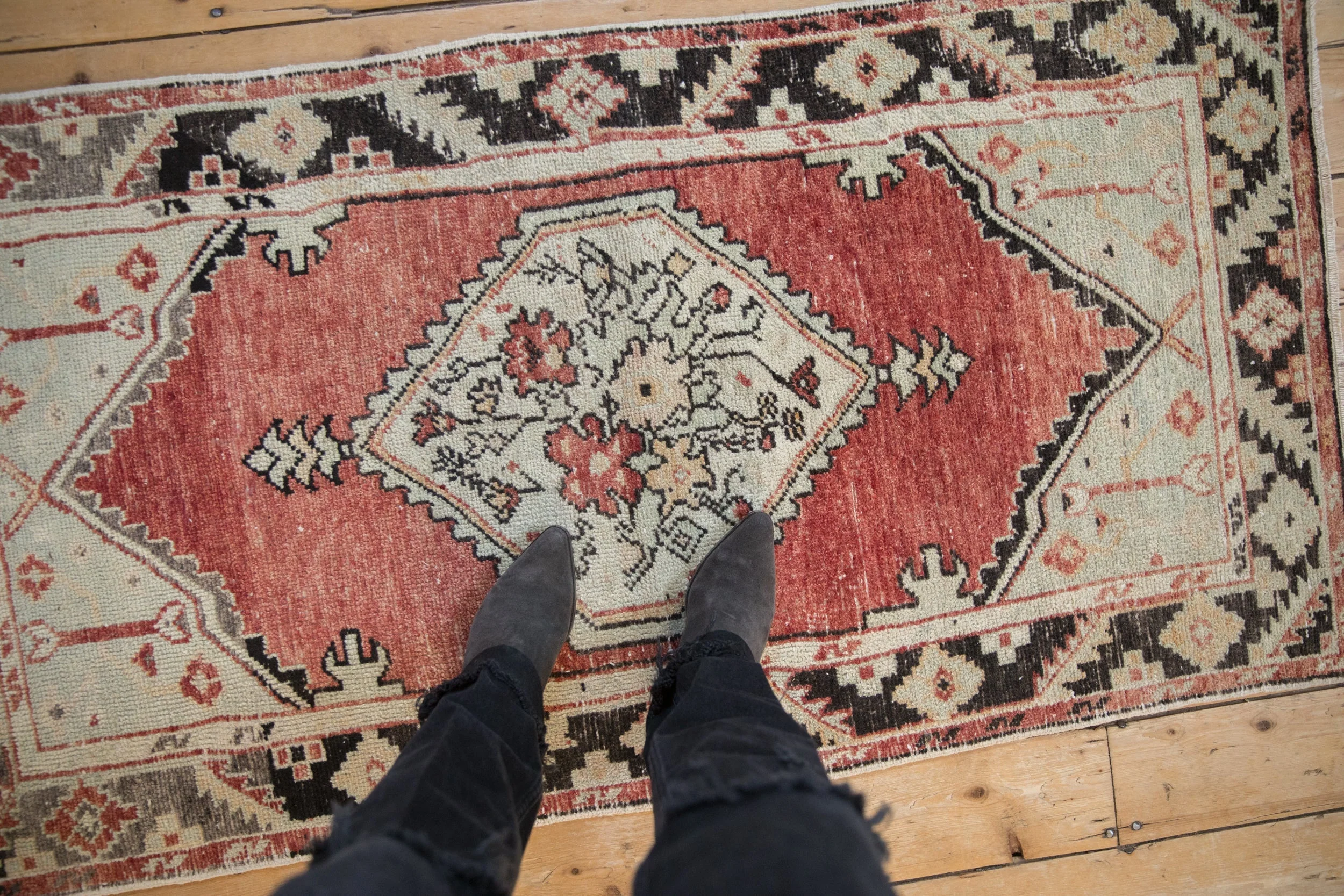 2.5x5 Vintage Distressed Oushak Rug Runner - Image 2