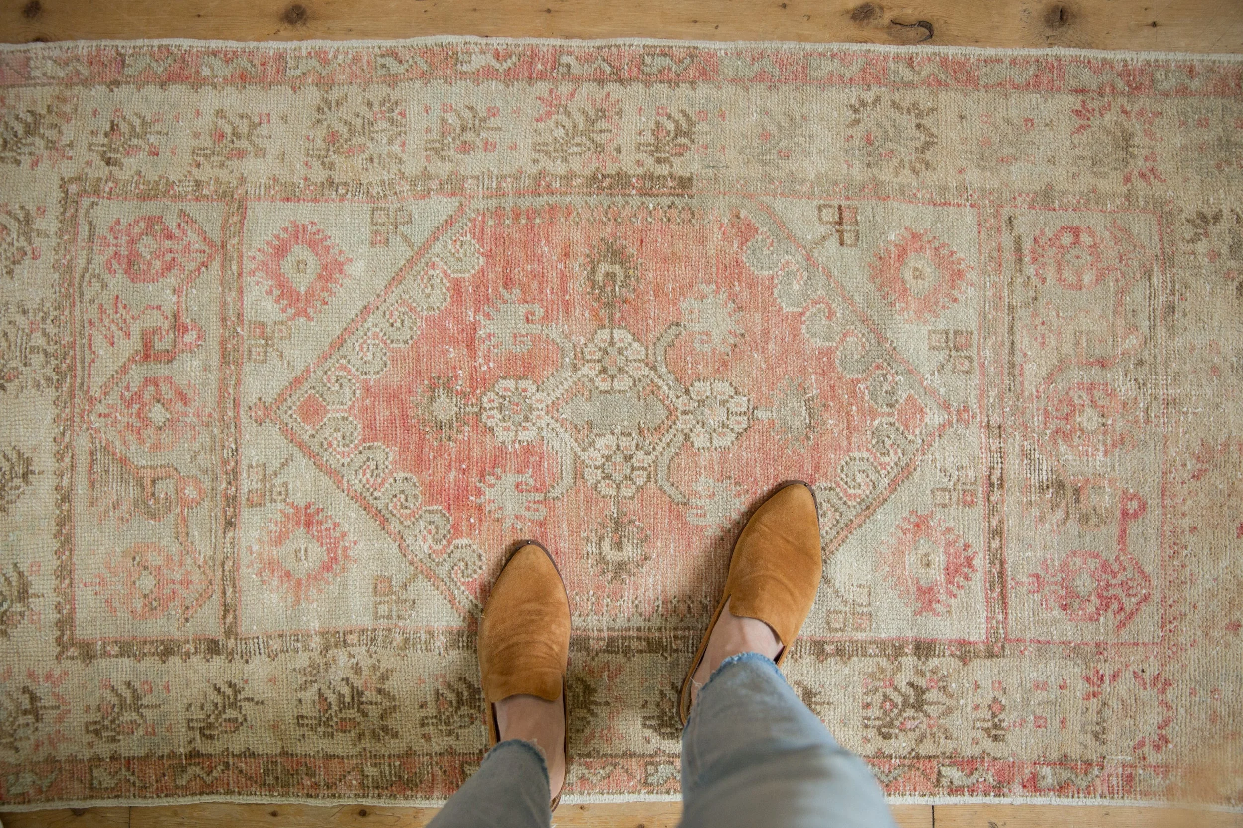 2.5x5 Vintage Distressed Oushak Rug Runner - Image 2