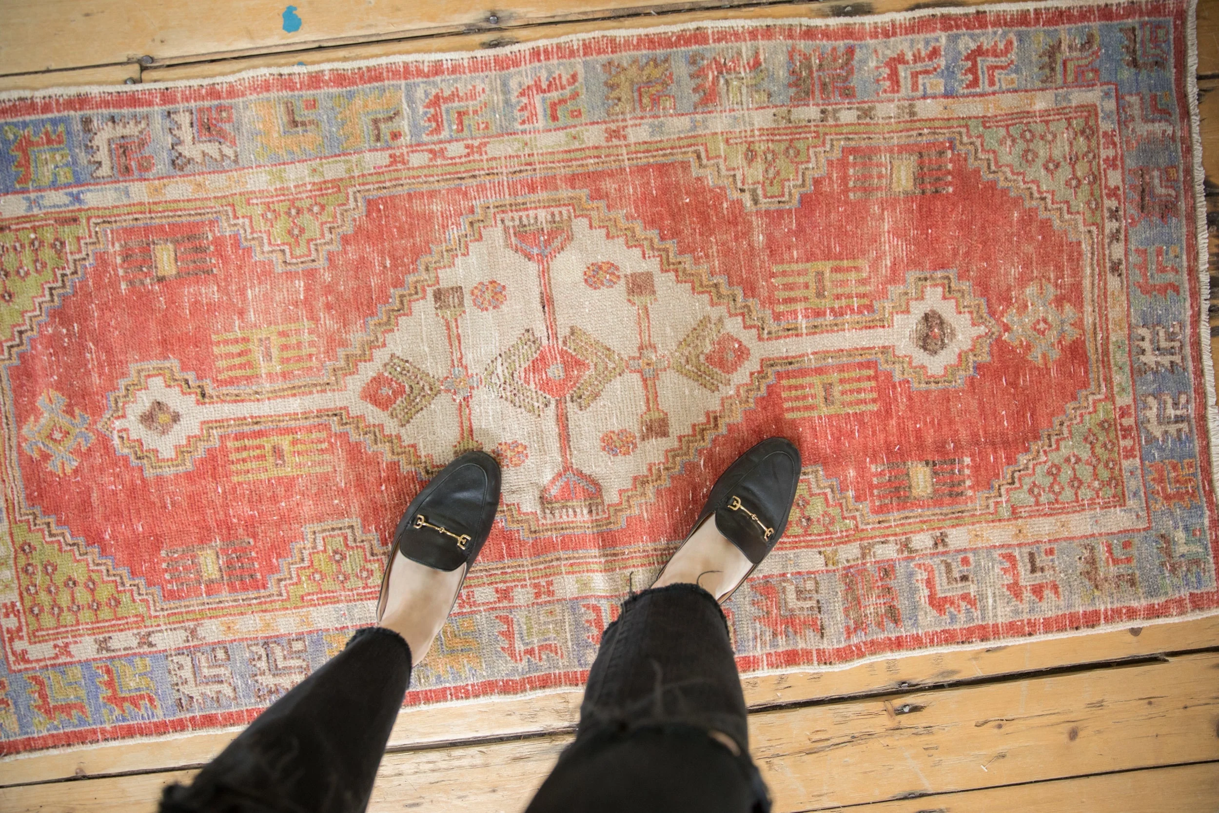 2.5x5 Vintage Distressed Oushak Rug Runner - Image 2