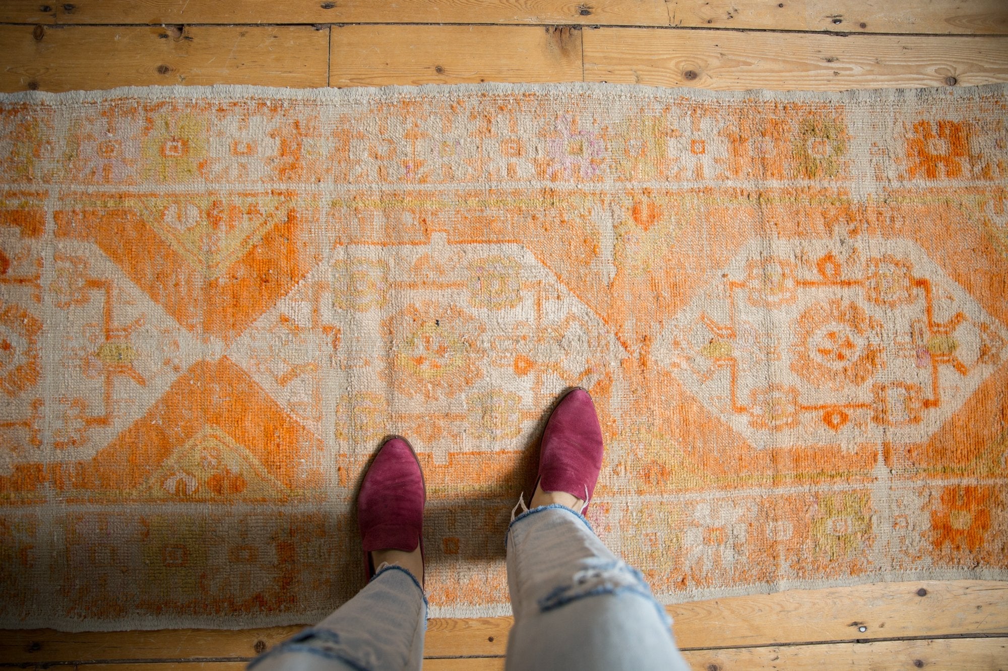 2.5x8.5 Vintage Distressed Oushak Rug Runner - Image 2