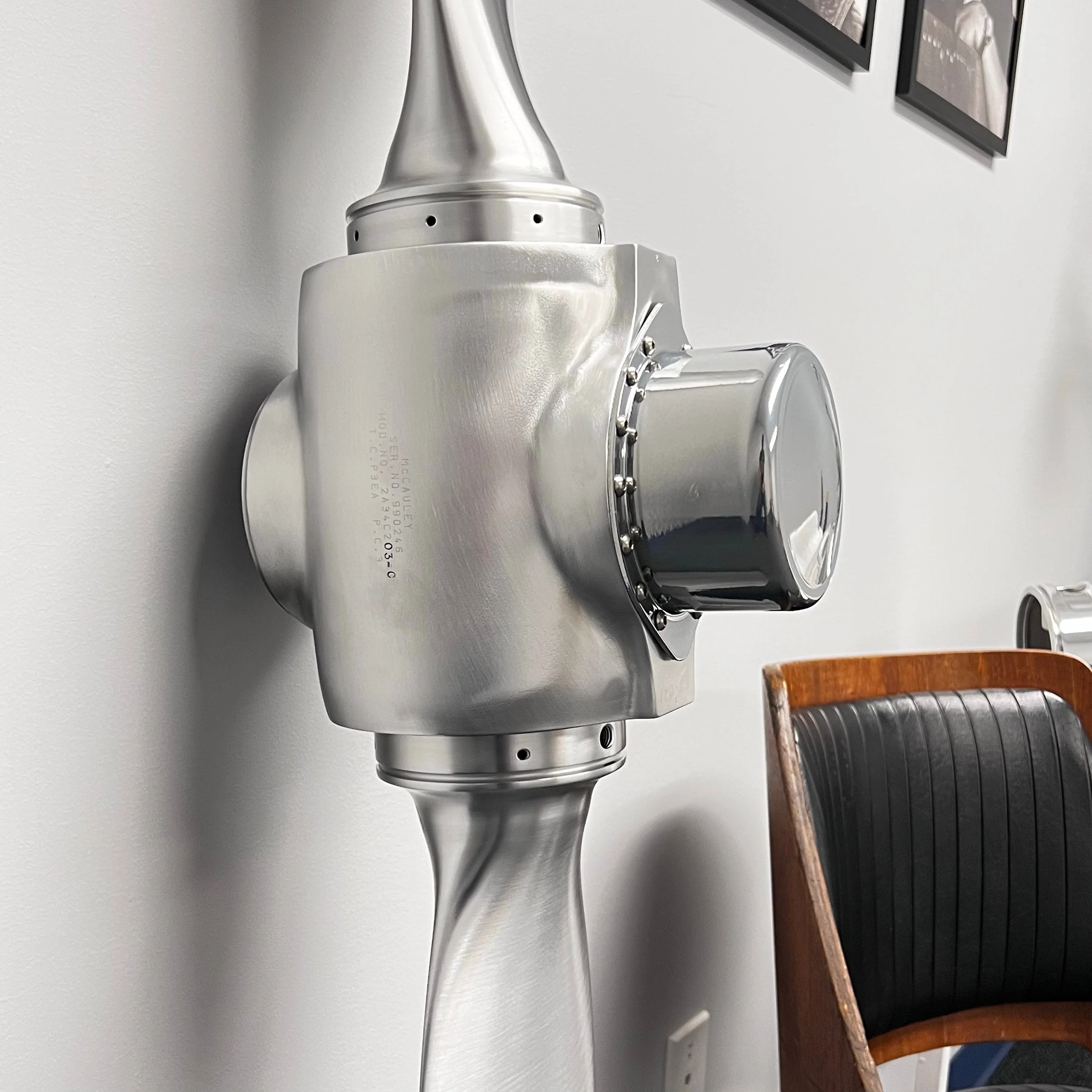 2-Bladed McCauley Brushed Aluminum Airplane Propeller Wall Display - Image 11