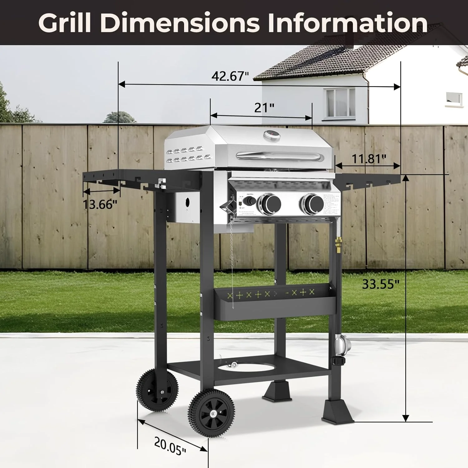 2-Burner Stainless Steel Propane Grill, 16,000 BTU Portable Gas BBQ with Electronic Ignition - Image 4