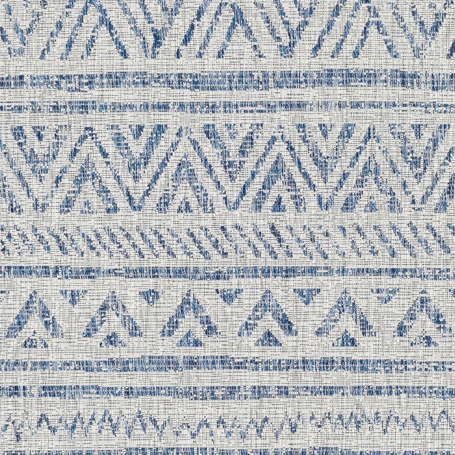 2 ft. x 3 ft. Blue Grey Chevron Coastal Boho Style Indoor Outdoor Area Rug - Image 3