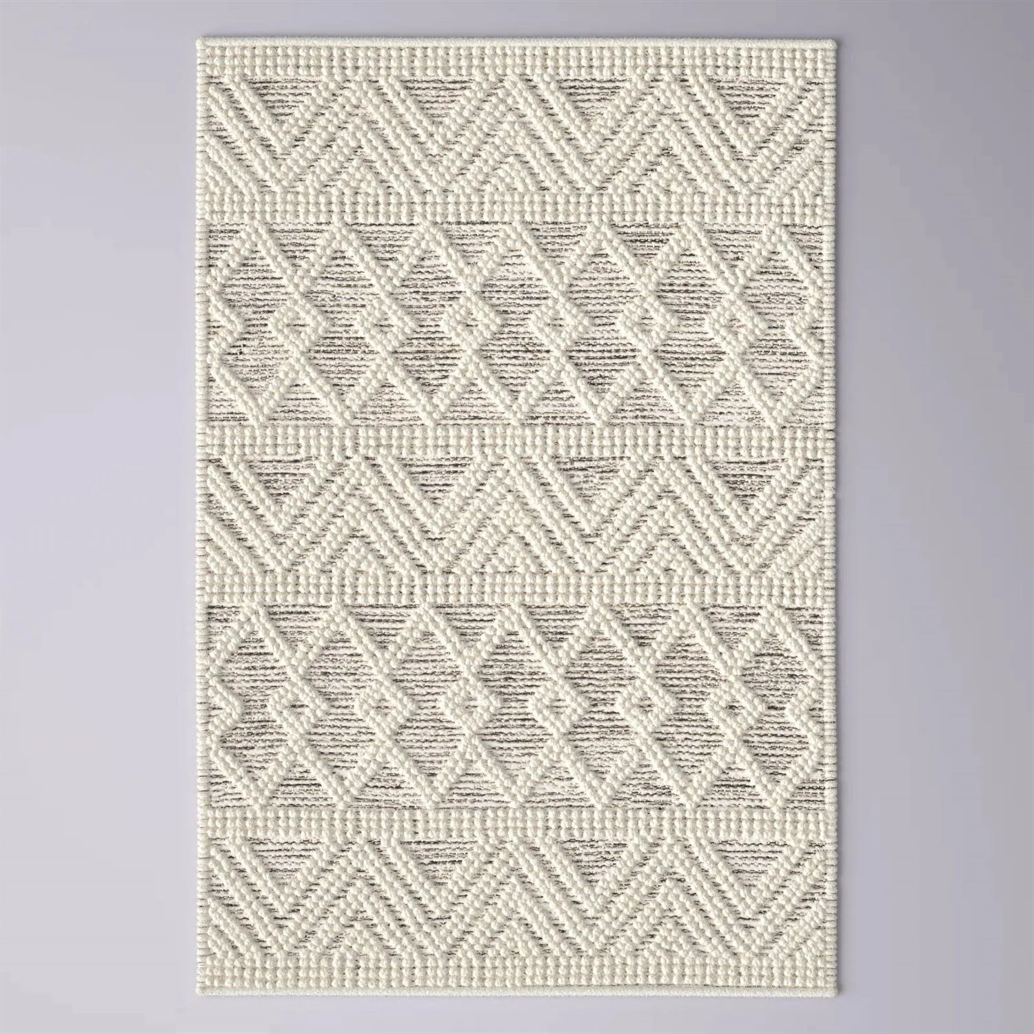 2-ft. x 3-ft. Hand Woven Wool Blend Grey Beige Ivory Persian Style Area Rug - Image 2