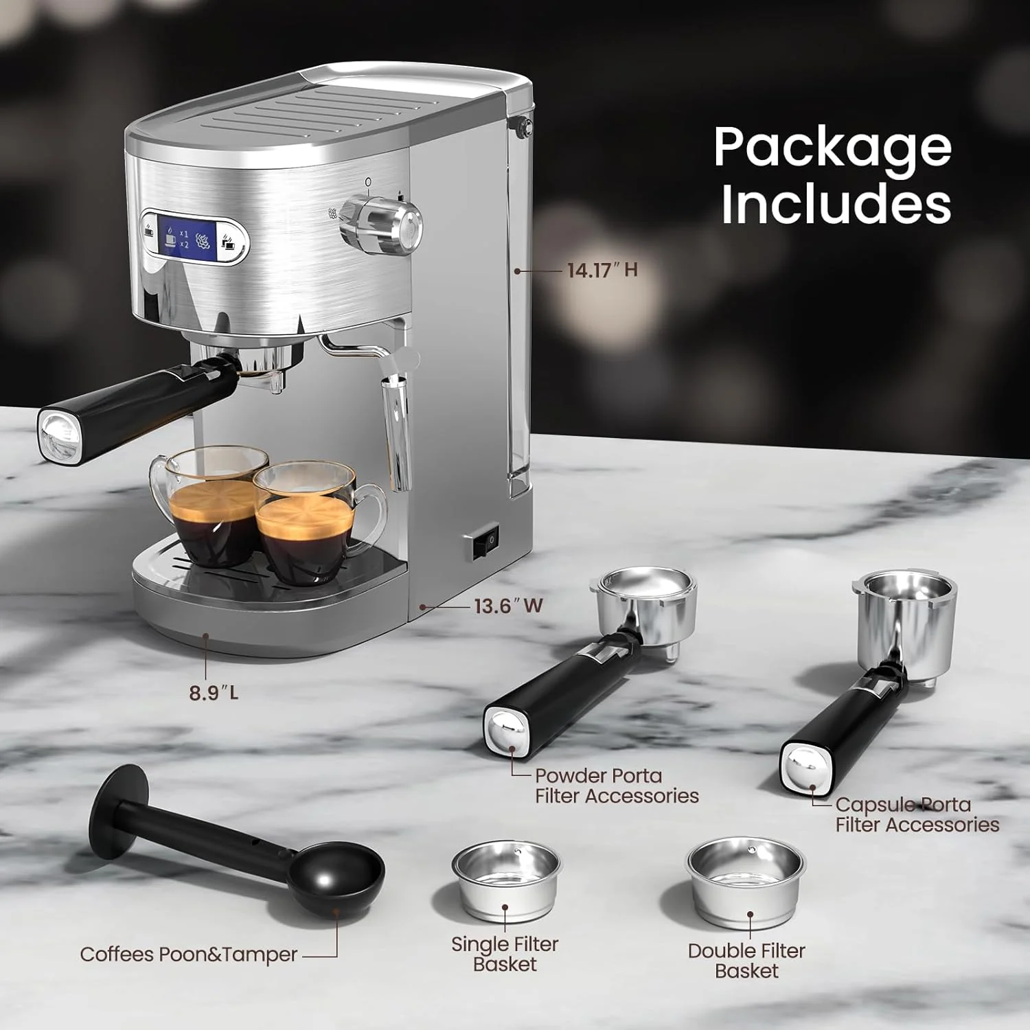 2 in 1 Espresso Machines Support Capsule Coffee Automatic Cappuccino Coffee Maker CM8054 - Image 16