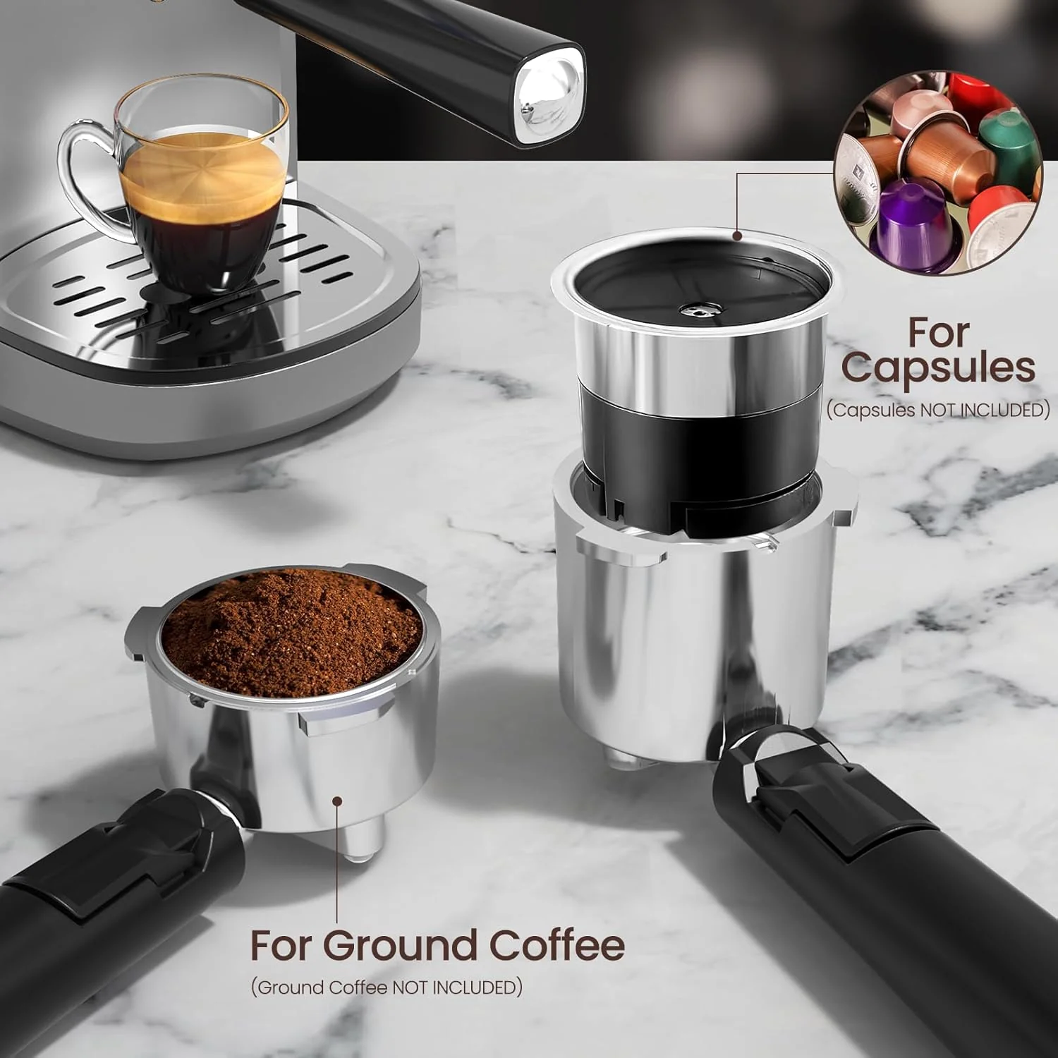 2 in 1 Espresso Machines Support Capsule Coffee Automatic Cappuccino Coffee Maker CM8054 - Image 17