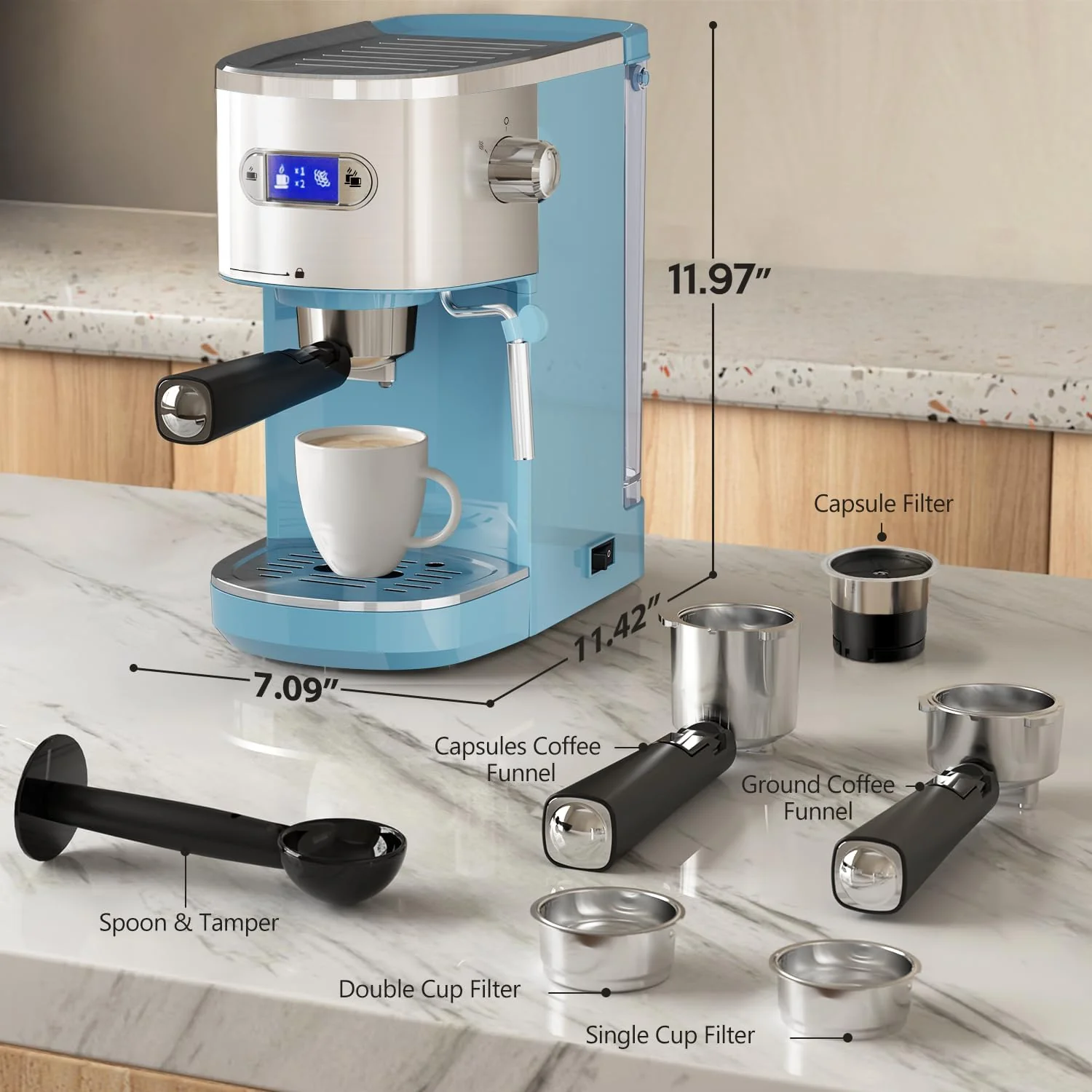 2 in 1 Espresso Machines Support Capsule Coffee Automatic Cappuccino Coffee Maker CM8054 - Image 38