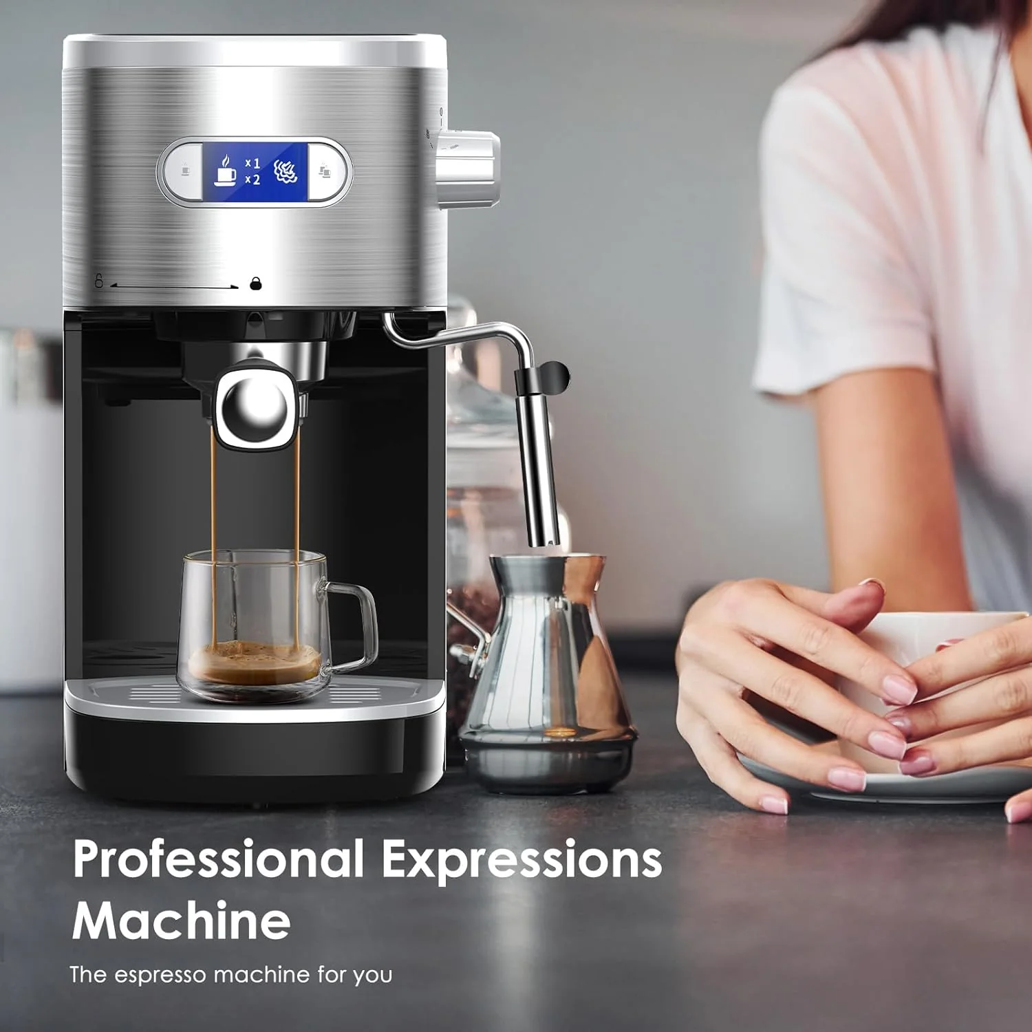 2 in 1 Espresso Machines Support Capsule Coffee Automatic Cappuccino Coffee Maker CM8054 - Image 9