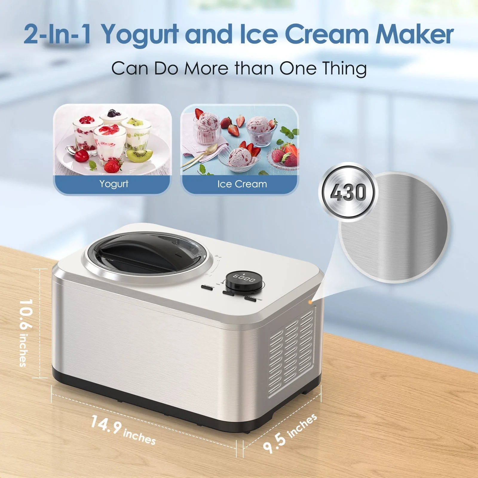 2 in 1 Ice Cream Machine for Gelato Yogurt Sorbet IC3915SY - Image 6