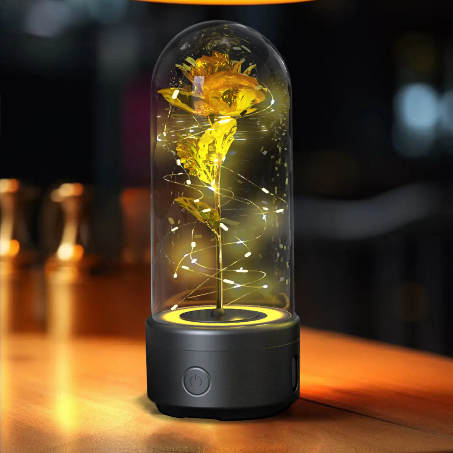 2 In 1 Rose Flowers in Creative LED Glass Lamp with Bluetooth for Home Decor - Image 15