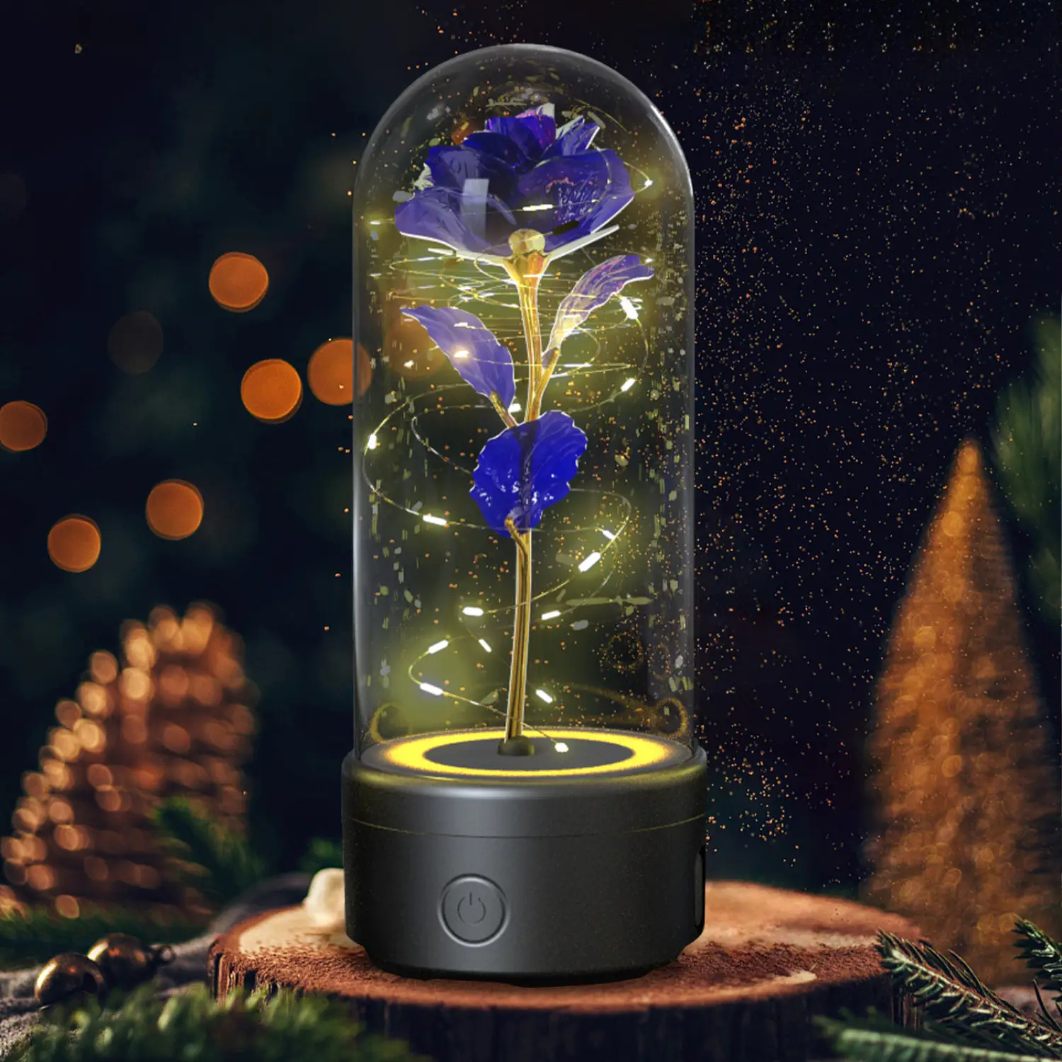 2 In 1 Rose Flowers in Creative LED Glass Lamp with Bluetooth for Home Decor - Image 16