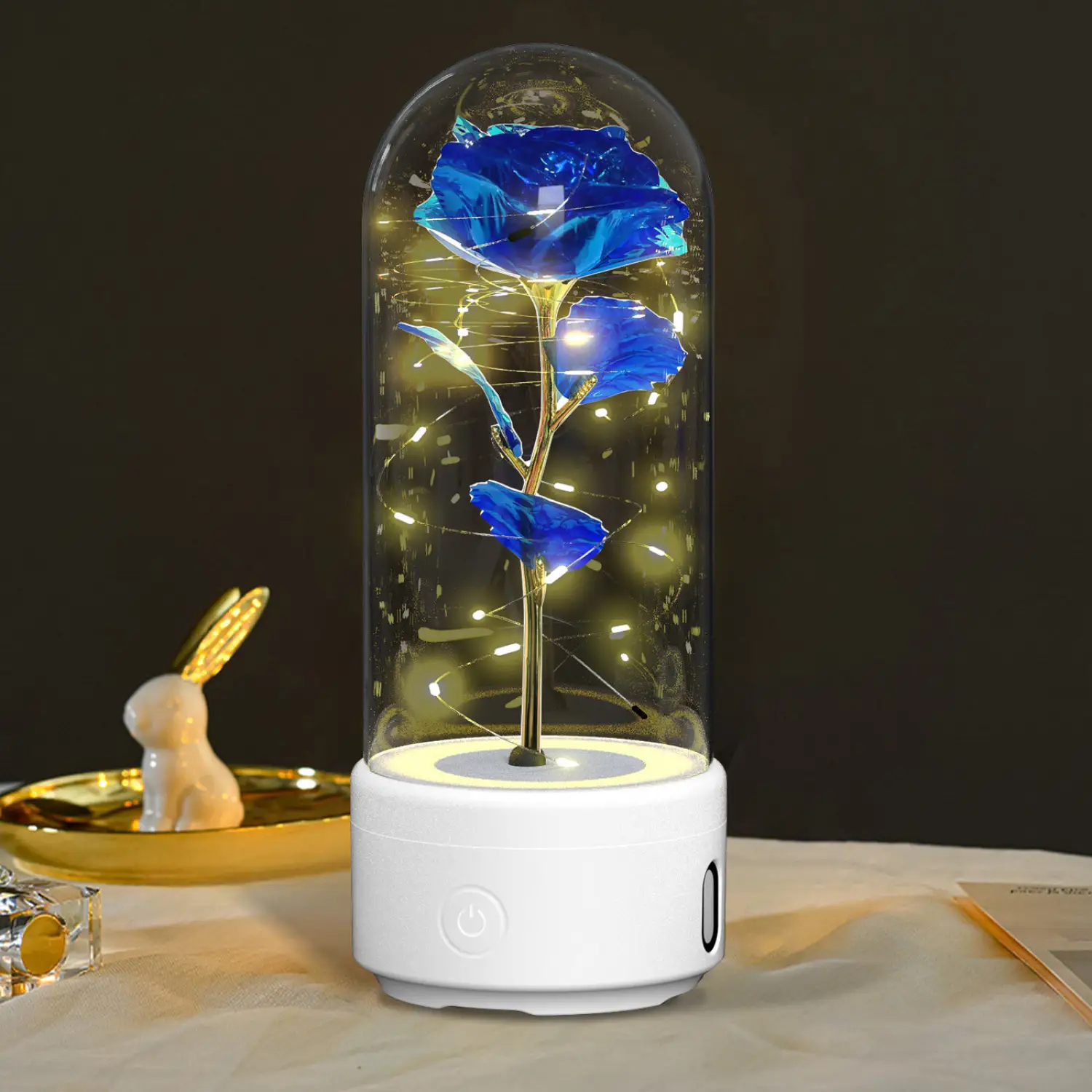 2 In 1 Rose Flowers in Creative LED Glass Lamp with Bluetooth for Home Decor - Image 18