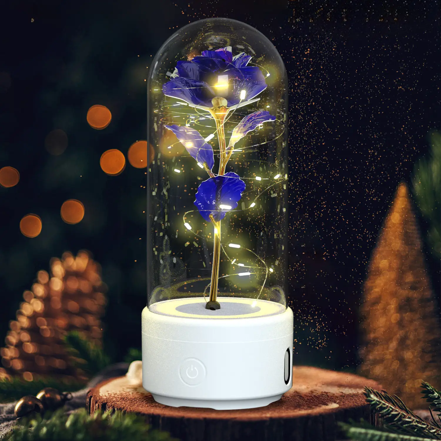 2 In 1 Rose Flowers in Creative LED Glass Lamp with Bluetooth for Home Decor - Image 20
