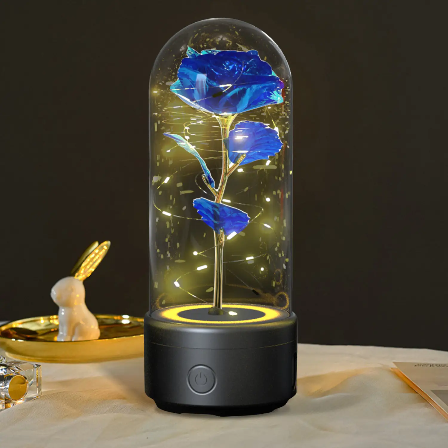 2 In 1 Rose Flowers in Creative LED Glass Lamp with Bluetooth for Home Decor - Image 22