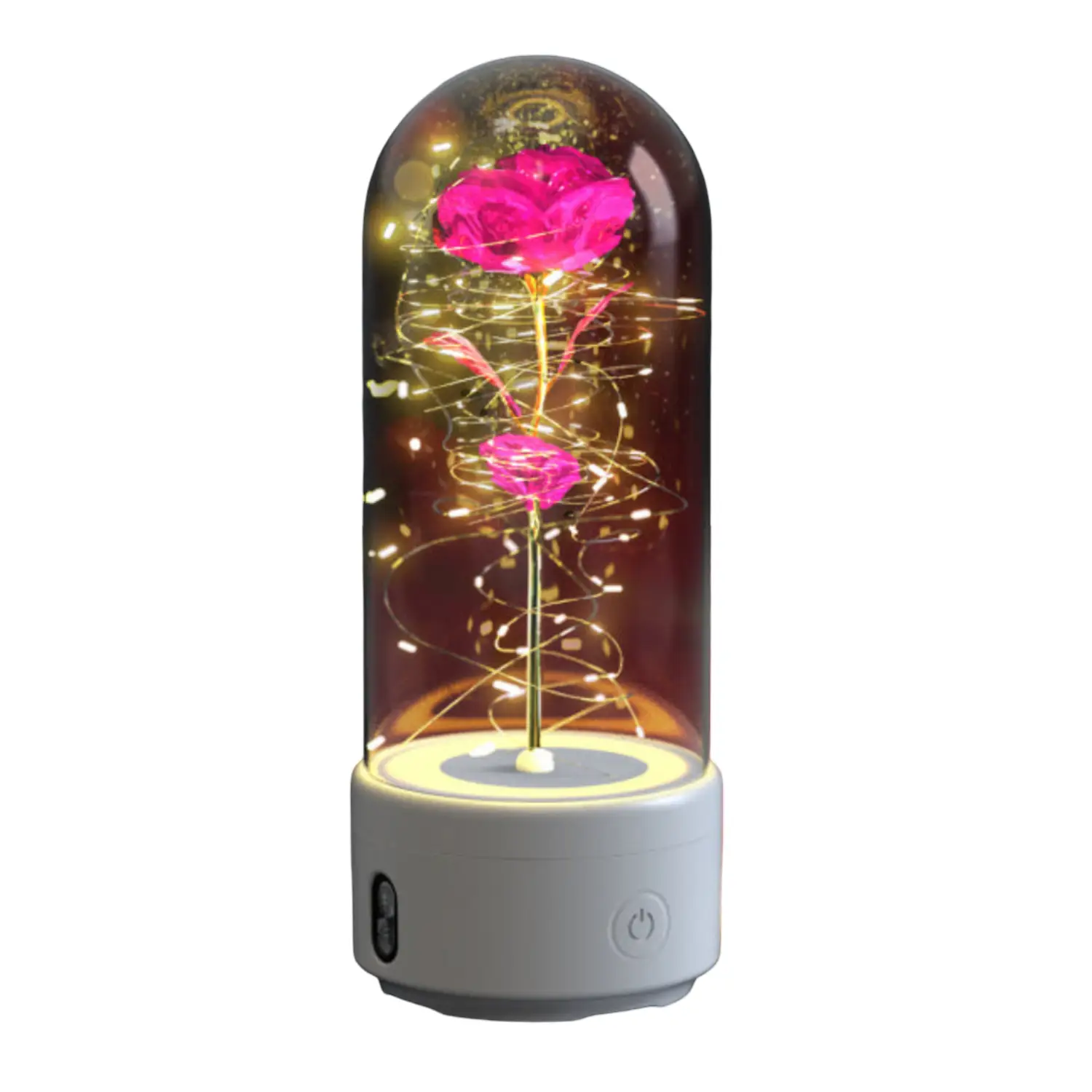 2 In 1 Rose Flowers in Creative LED Glass Lamp with Bluetooth for Home Decor - Image 29