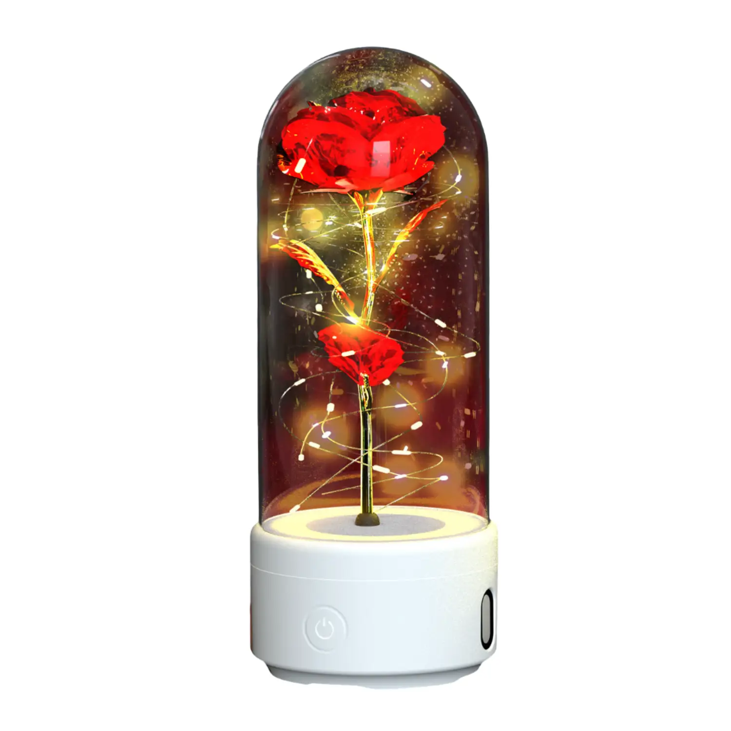 2 In 1 Rose Flowers in Creative LED Glass Lamp with Bluetooth for Home Decor - Image 31