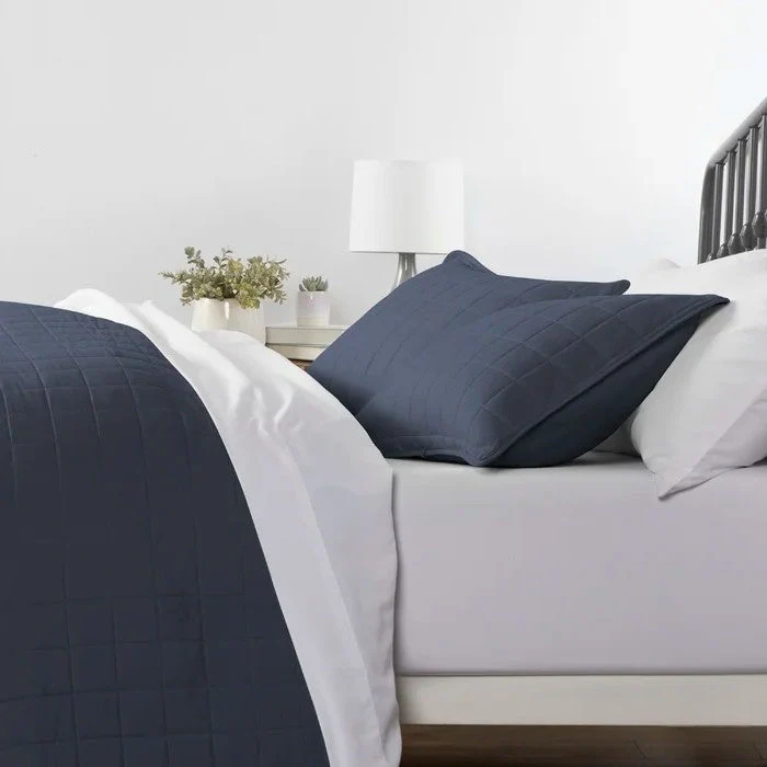 2 Piece Microfiber Farmhouse Coverlet Bedspread Set Navy, Twin/Twin XL - Image 2