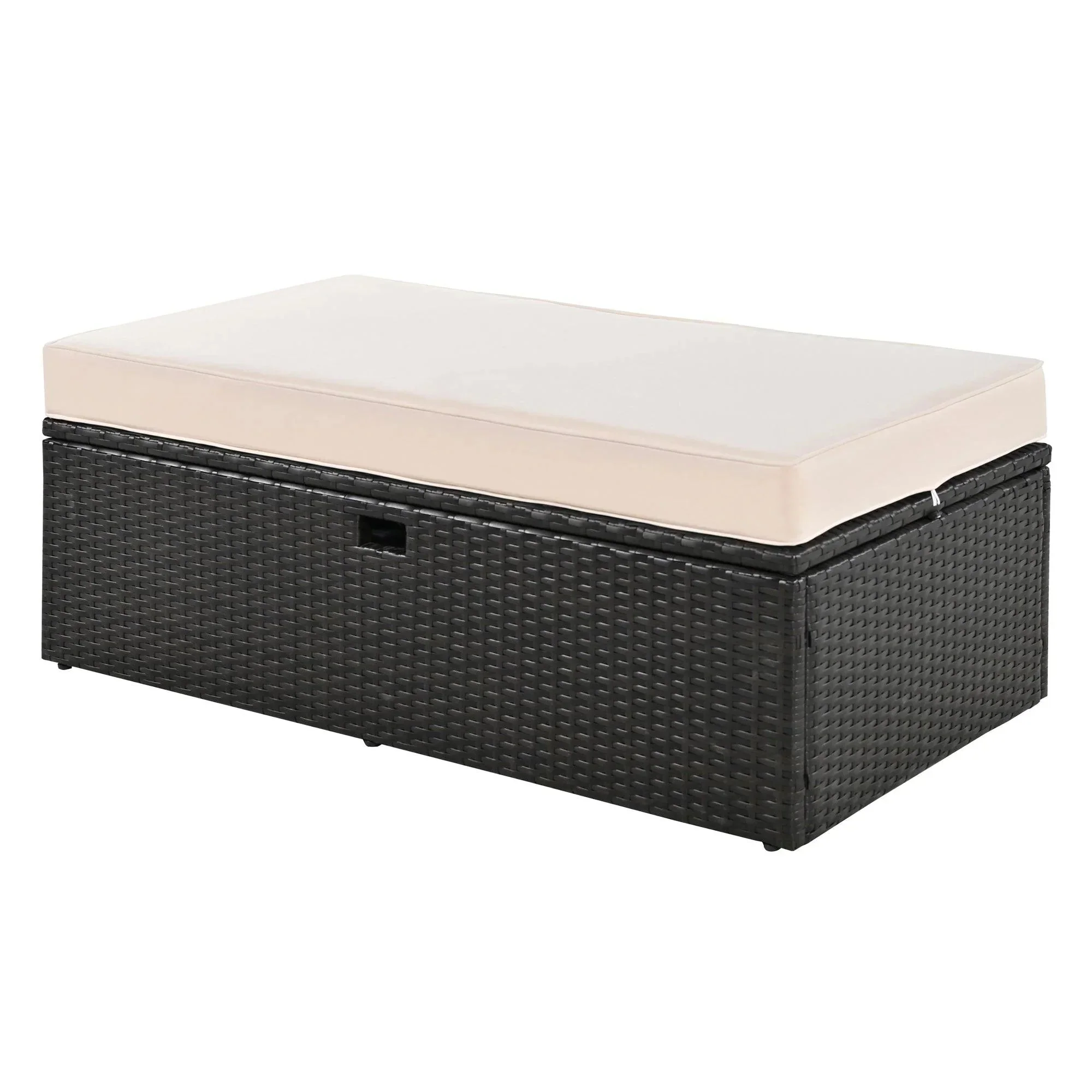 2-Piece Outdoor Rattan Daybed with Bench Lounge Roof Set and Cushions for Poolside, Backyard and Garden - Image 12