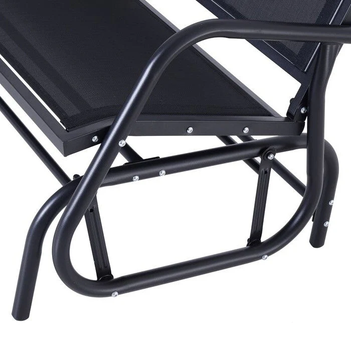 2 Seater Mesh Outdoor Patio Swing Glider Dark Gray - Image 3