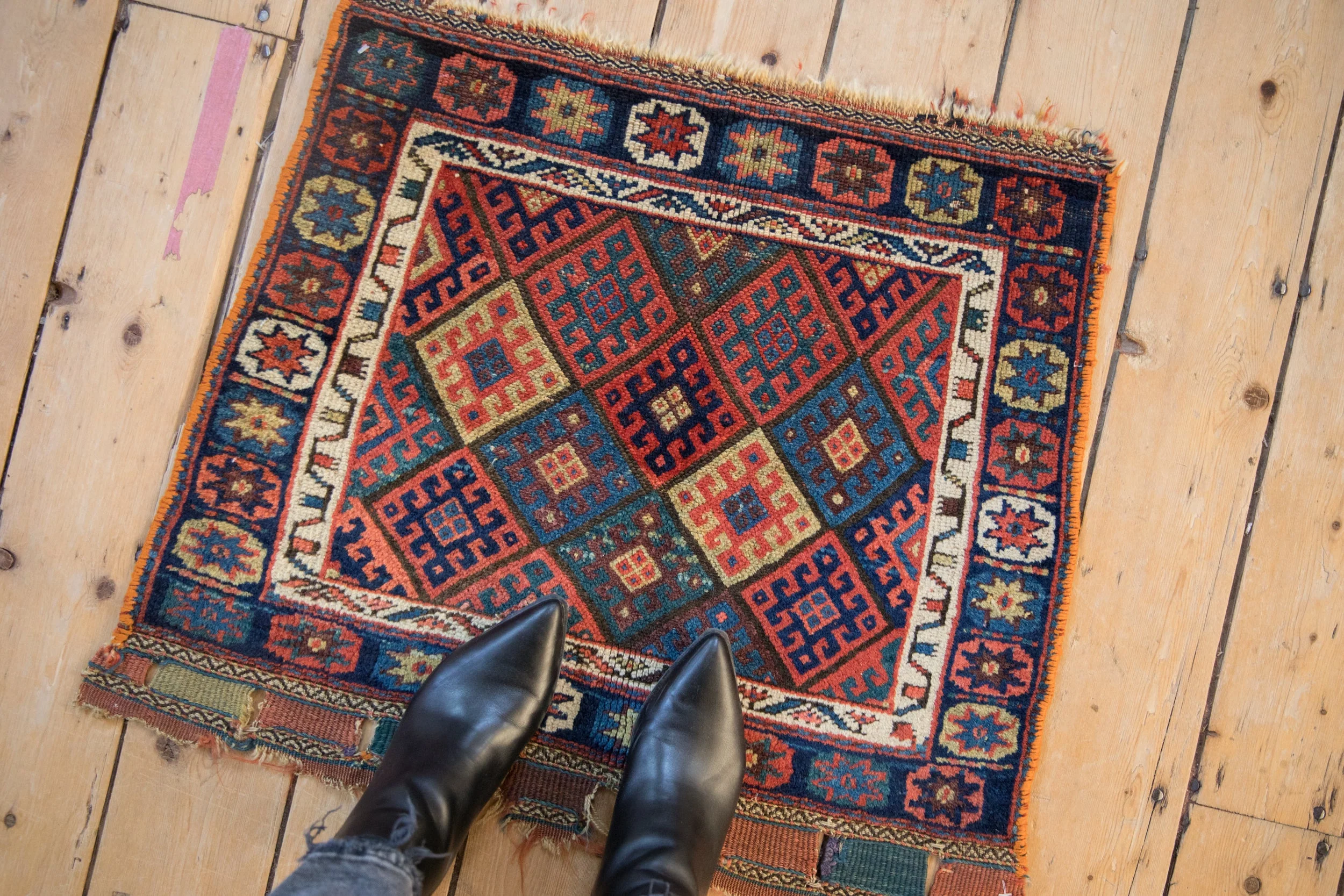 2 x 2.5 Antique Jaff Kurd Bag Face Square Rug Mat - Image 2