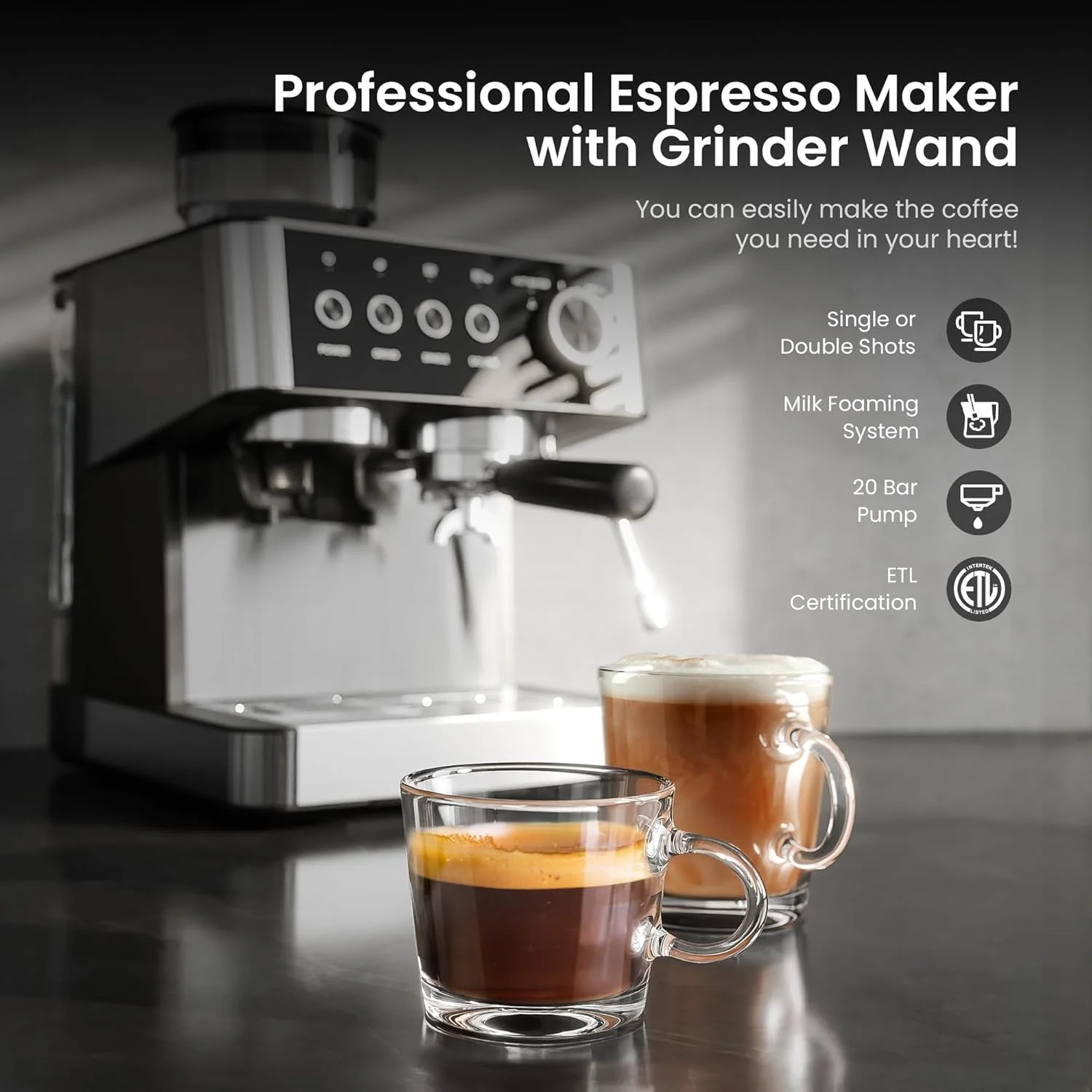 20 Bar Espresso Machines with Grinde CM8031 - Image 2