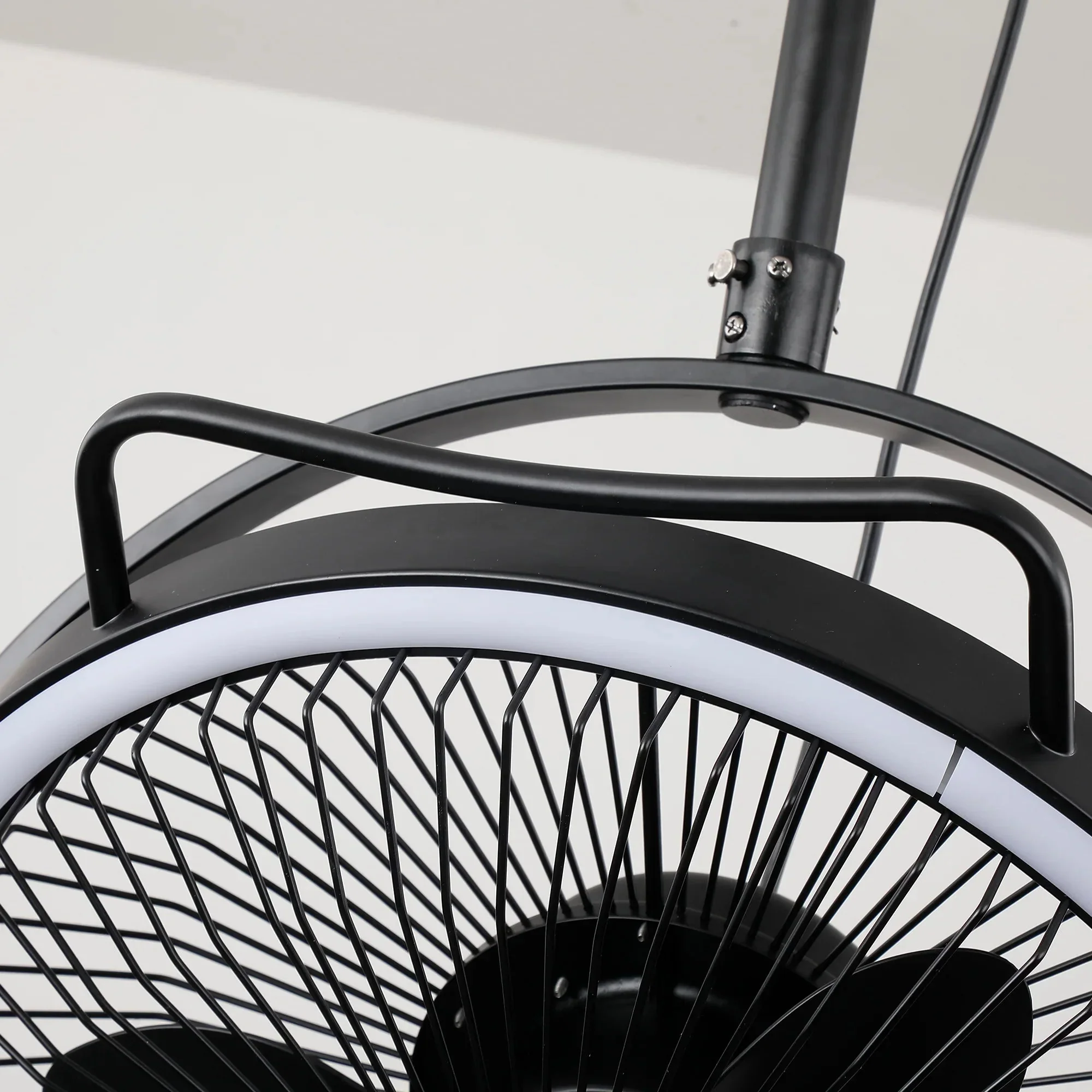20 Inch Black Industrial Rotatable LED Downrod Fan Floor Fan with Remote Control - Image 12