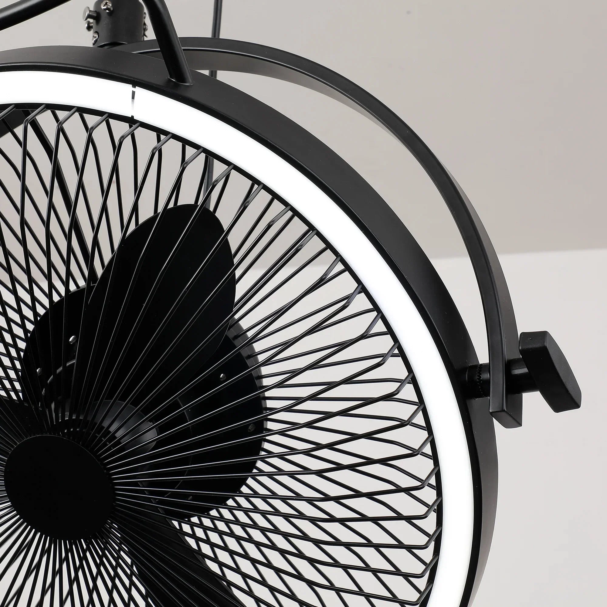 20 Inch Black Industrial Rotatable LED Downrod Fan Floor Fan with Remote Control - Image 13
