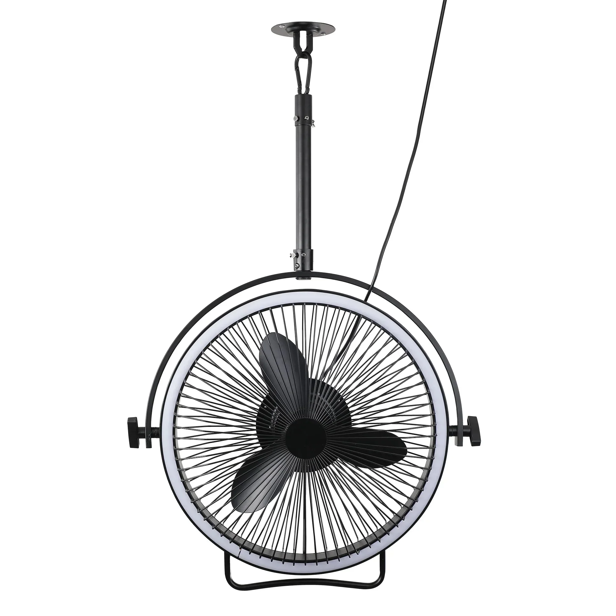20 Inch Black Industrial Rotatable LED Downrod Fan Floor Fan with Remote Control - Image 16
