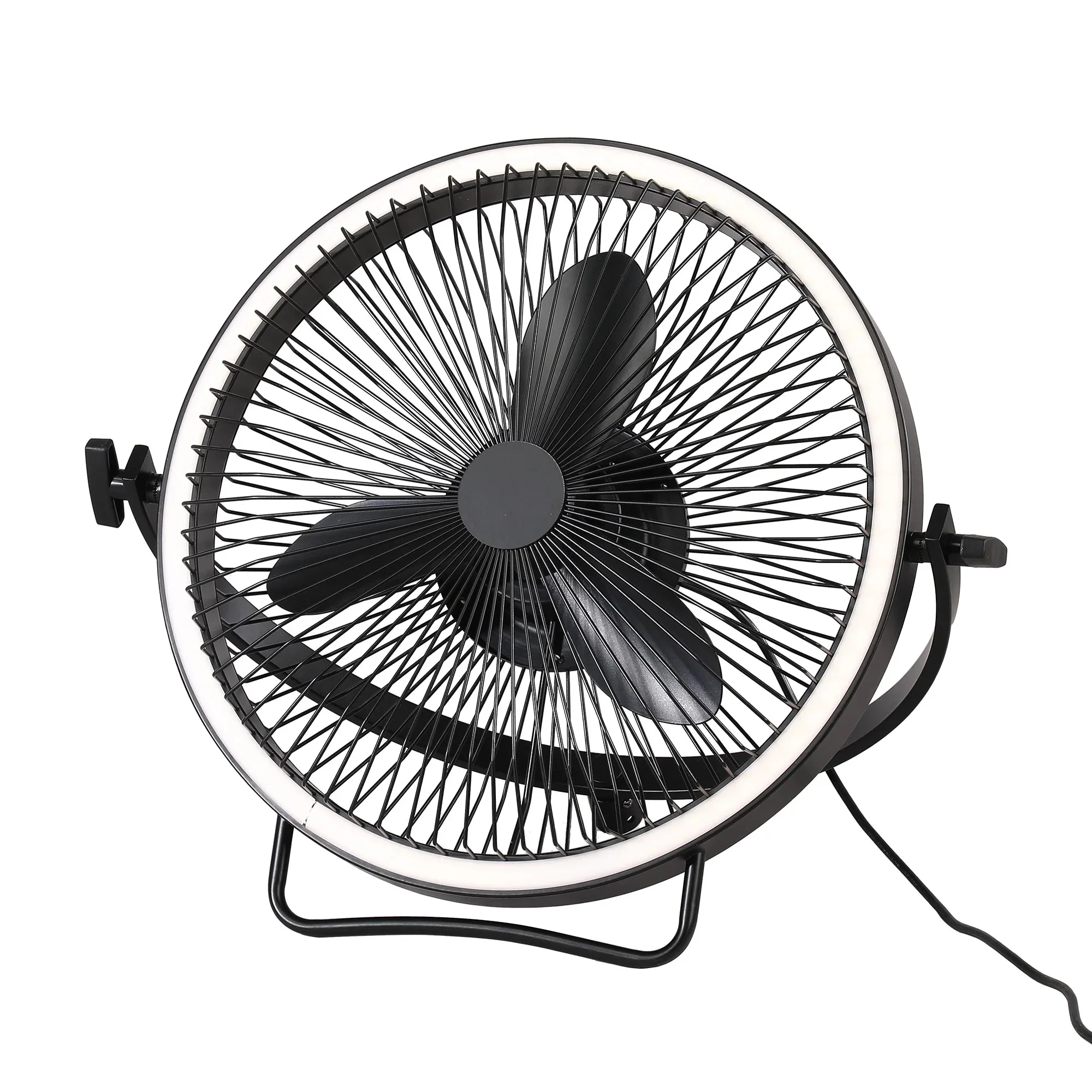 20 Inch Black Industrial Rotatable LED Downrod Fan Floor Fan with Remote Control - Image 5