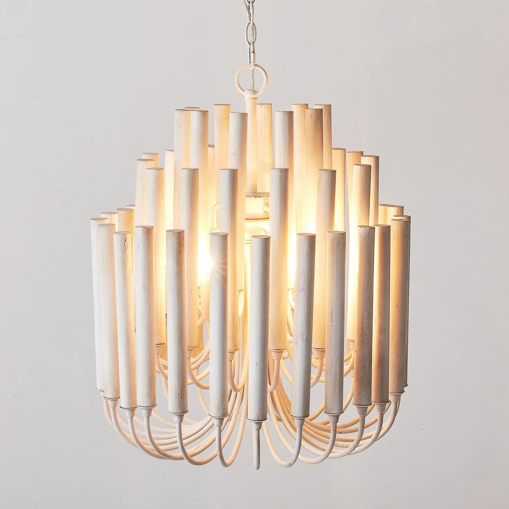 20 Inch Borg 5-Light White Wooden Chandelier - Image 11