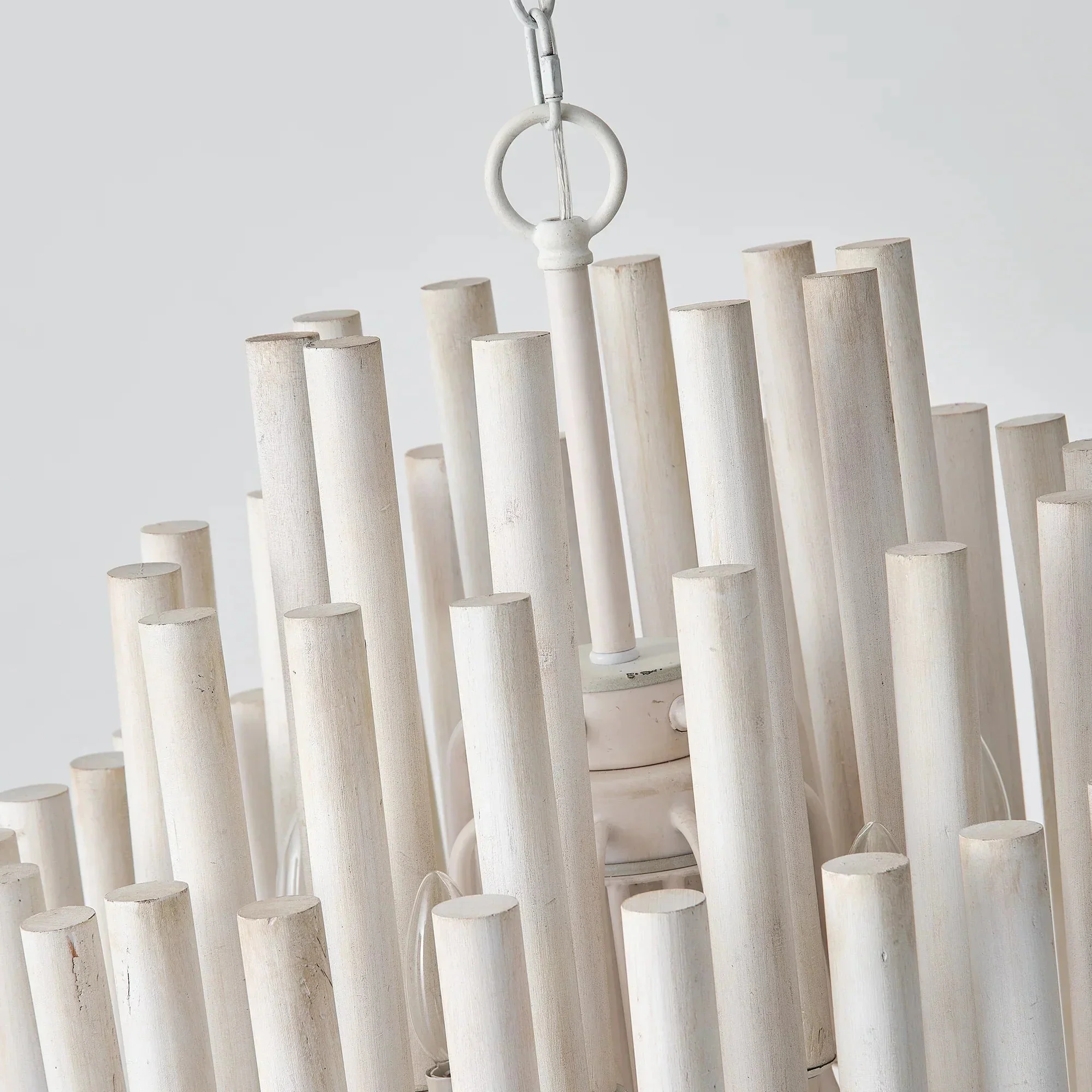 20 Inch Borg 5-Light White Wooden Chandelier - Image 8