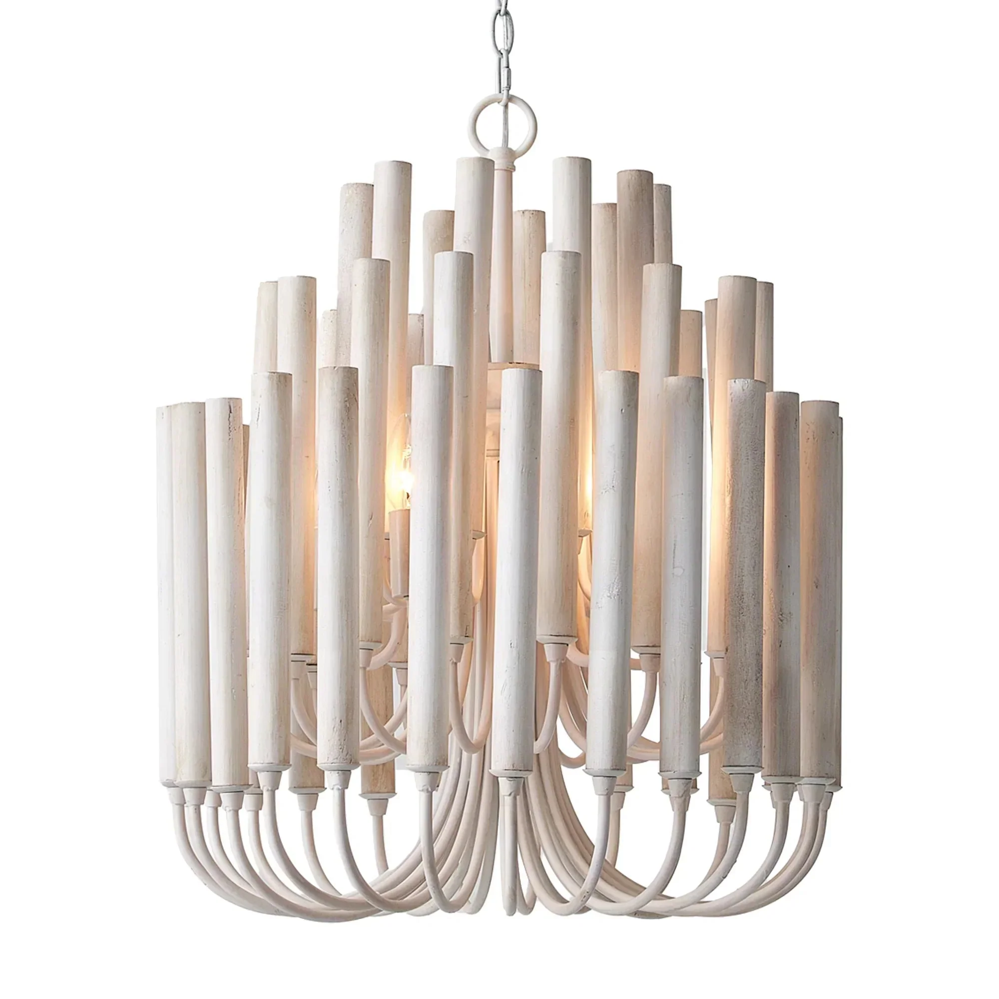 20 Inch Borg 5-Light White Wooden Chandelier - Image 9