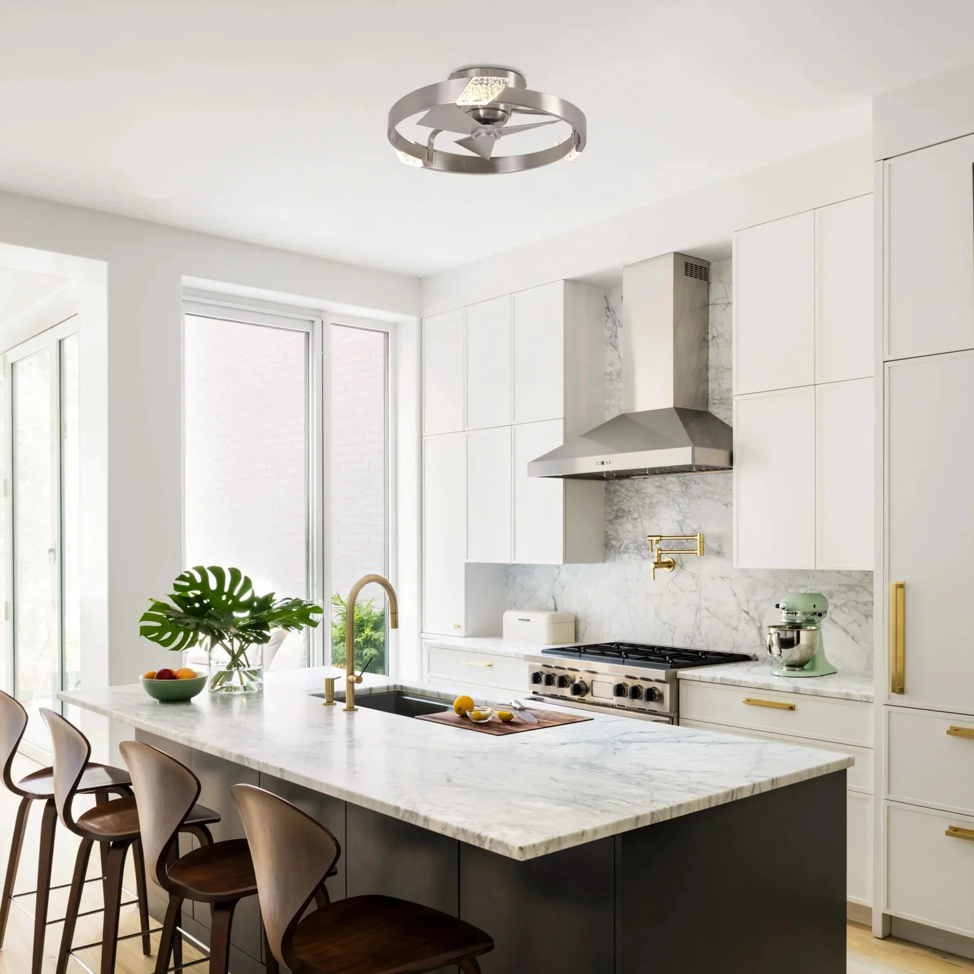 20 Inch Hazel Satin Nickel Flush Mount LED Ceiling Fan with Remote Control - Image 2