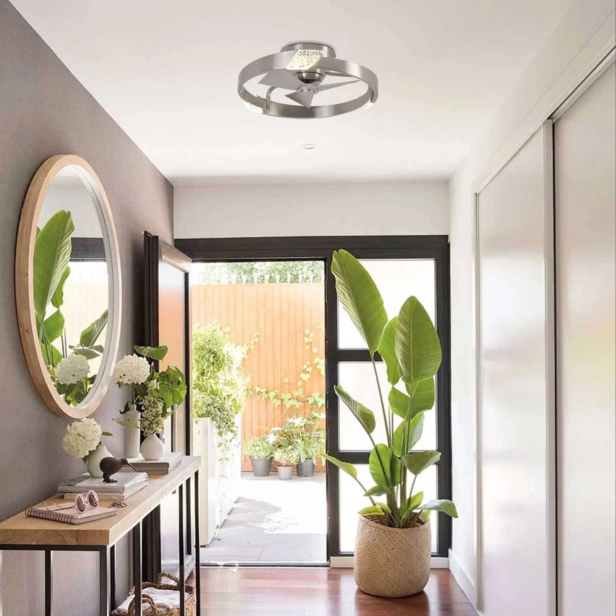 20 Inch Hazel Satin Nickel Flush Mount LED Ceiling Fan with Remote Control - Image 3